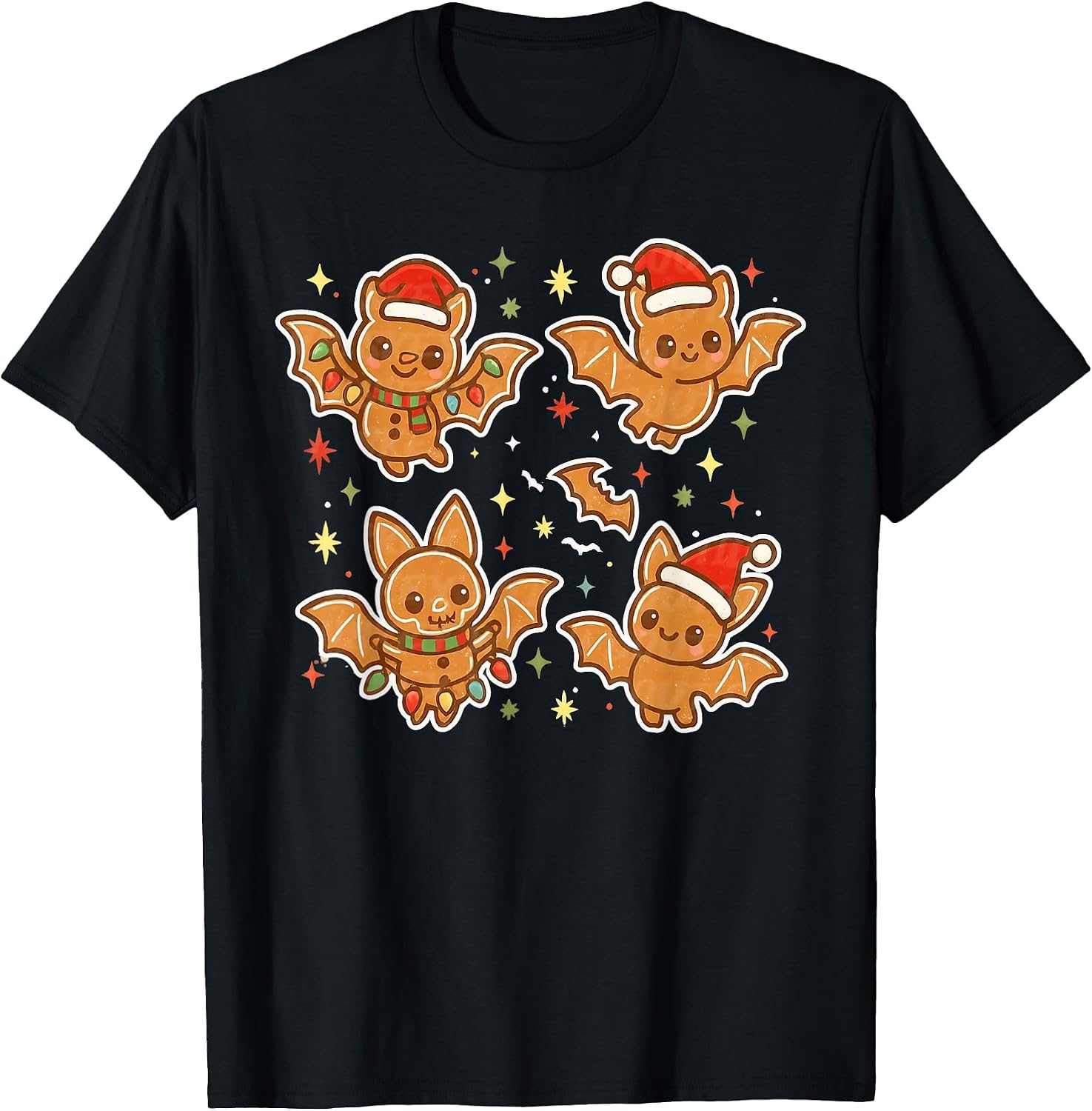 Gingerbread Bat Animals Holiday Art Merch Co. - Adult & Kids T-Shirts, Sweatshirts & Hoodies apparel design preview 1