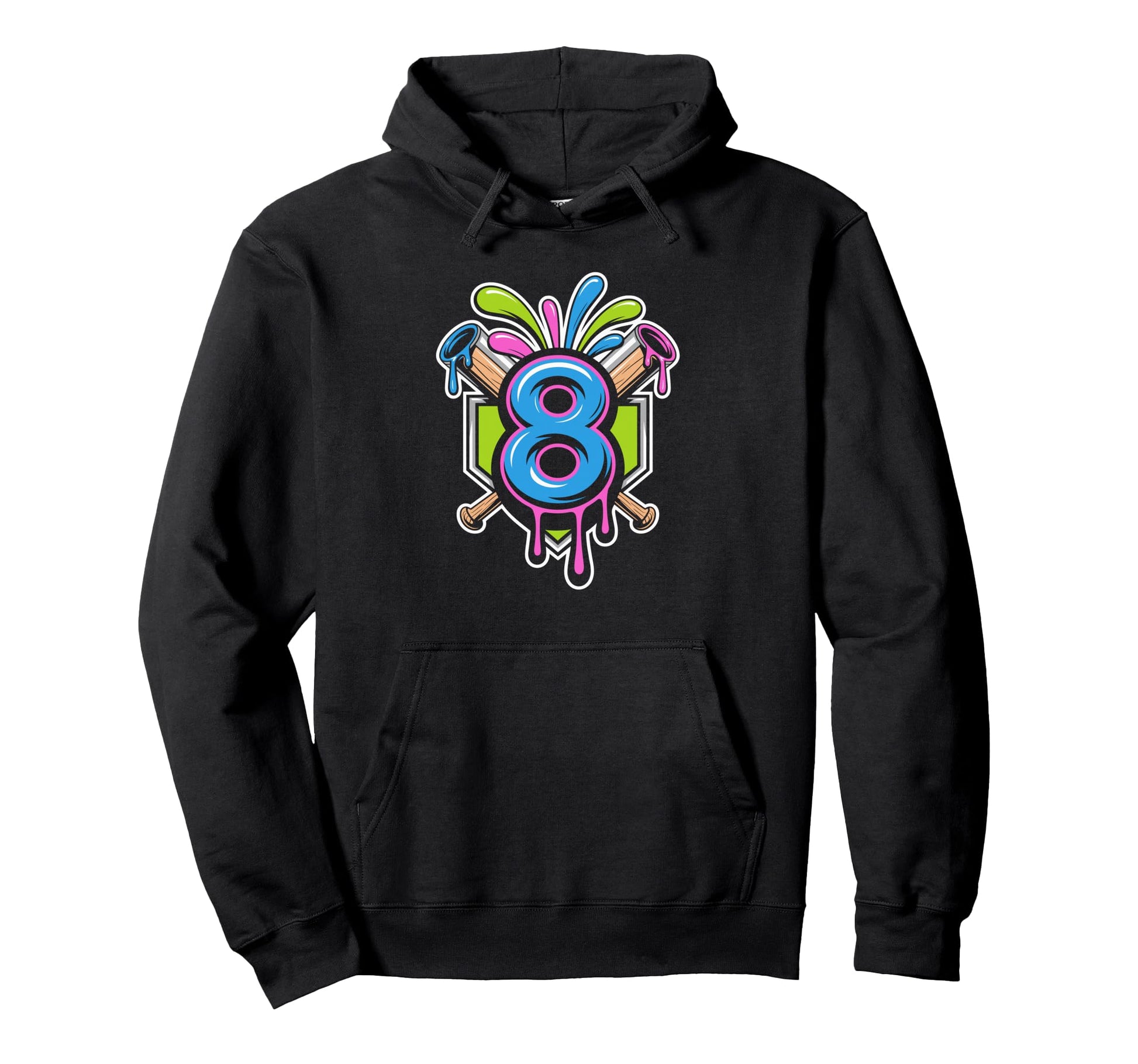 Baseball Number 8 Birthday Moment Hoodie - Minimalist Print for Adults - T-Shirt, Sweatshirt, Hoodie