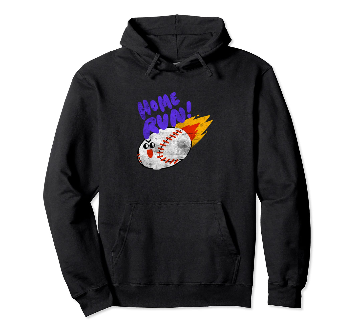 Distressed Baseball Home Run Hoodie - Casual Everyday Wear Men Women - T-Shirt, Sweatshirt, Hoodie