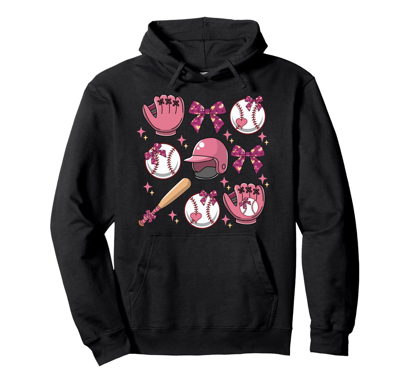 Baseball Coquette Bow Softball Lover Hoodie - Fun Novelty Design Unisex - T-Shirt, Sweatshirt, Hoodie