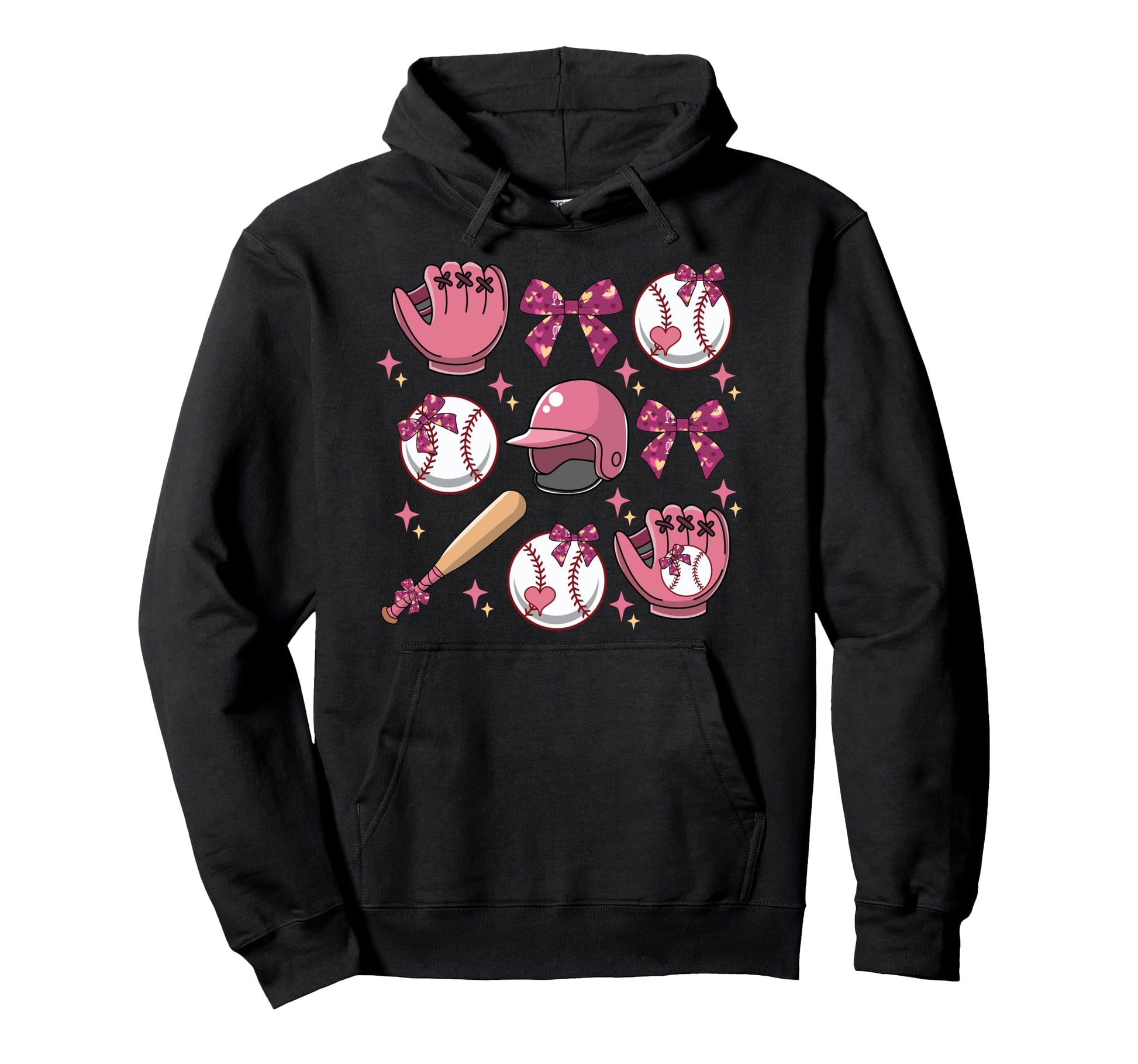 Baseball Coquette Bow Softball Lover Hoodie - Fun Novelty Design Unisex - T-Shirt, Sweatshirt, Hoodie