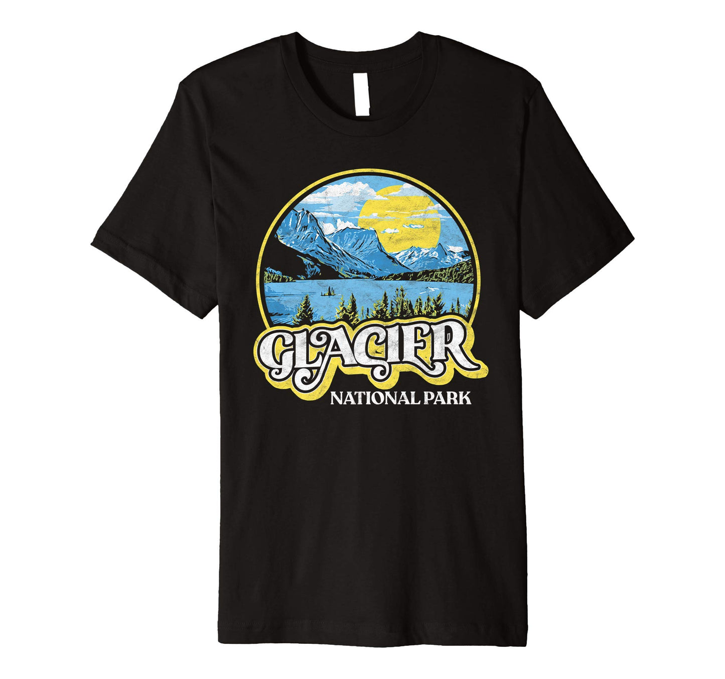 Glacier National Park Montana 80S T-Shirt - Casual Everyday Wear Unisex - T-Shirt, Sweatshirt, Hoodie