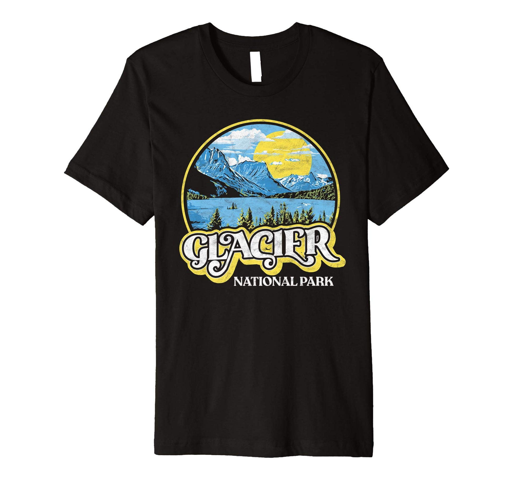Glacier National Park Montana 80S T-Shirt - Casual Everyday Wear Unisex - T-Shirt, Sweatshirt, Hoodie