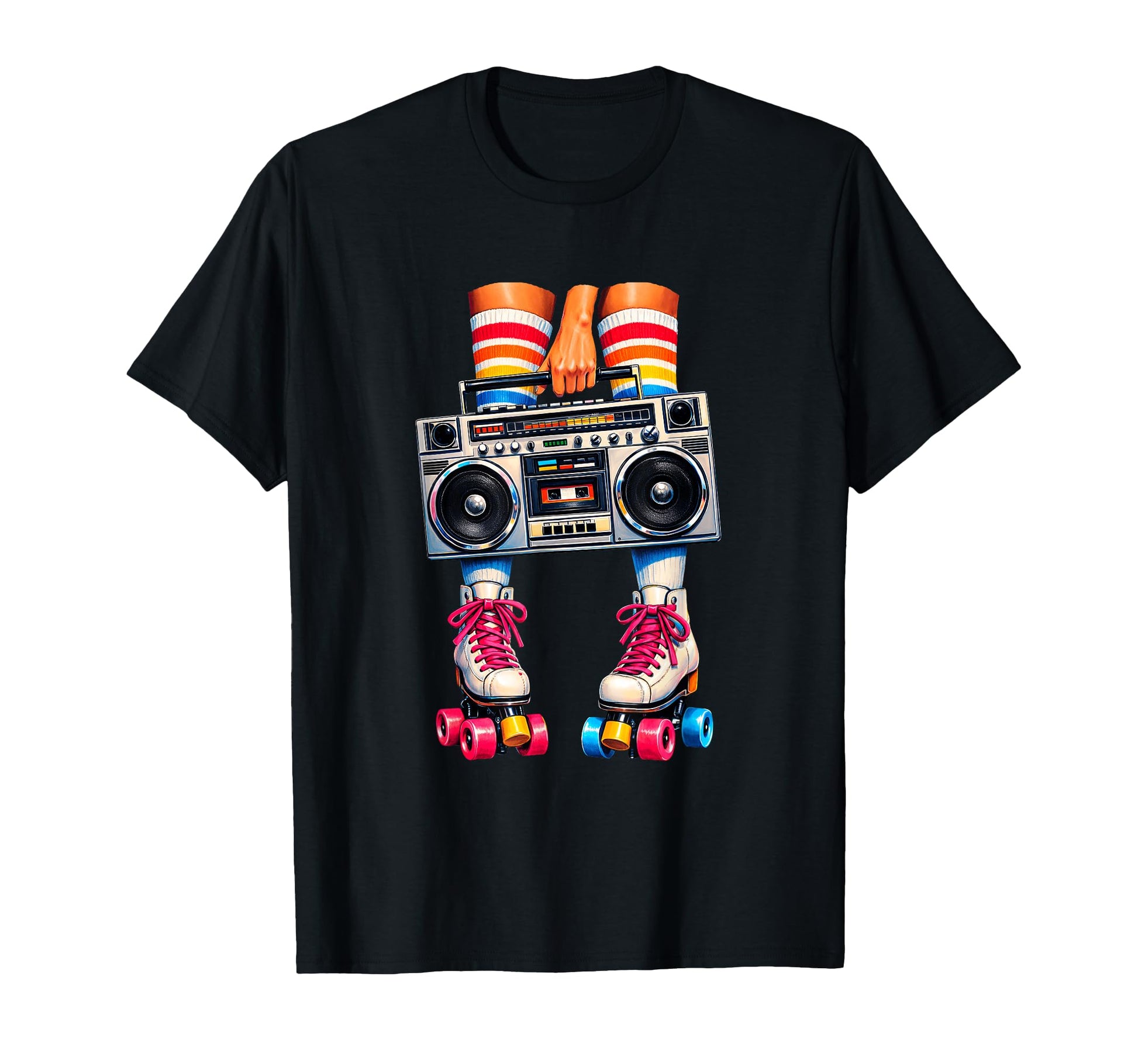 Rollerskates Boombox 80S Great Music Party T-Shirt - Graphic Print Unisex - T-Shirt, Sweatshirt, Hoodie