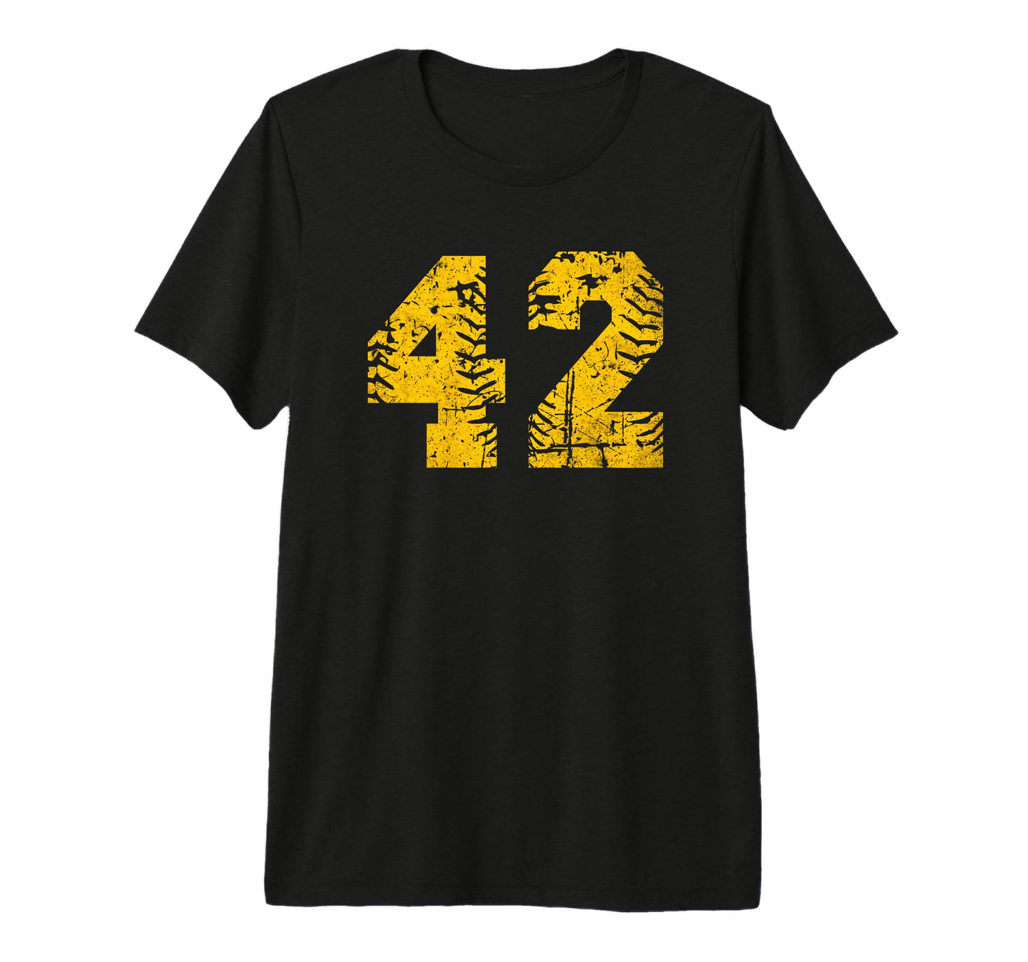 Number 42 Baseball Softball Yellow T-Shirt - Custom Art Print Men Women - T-Shirt, Sweatshirt, Hoodie