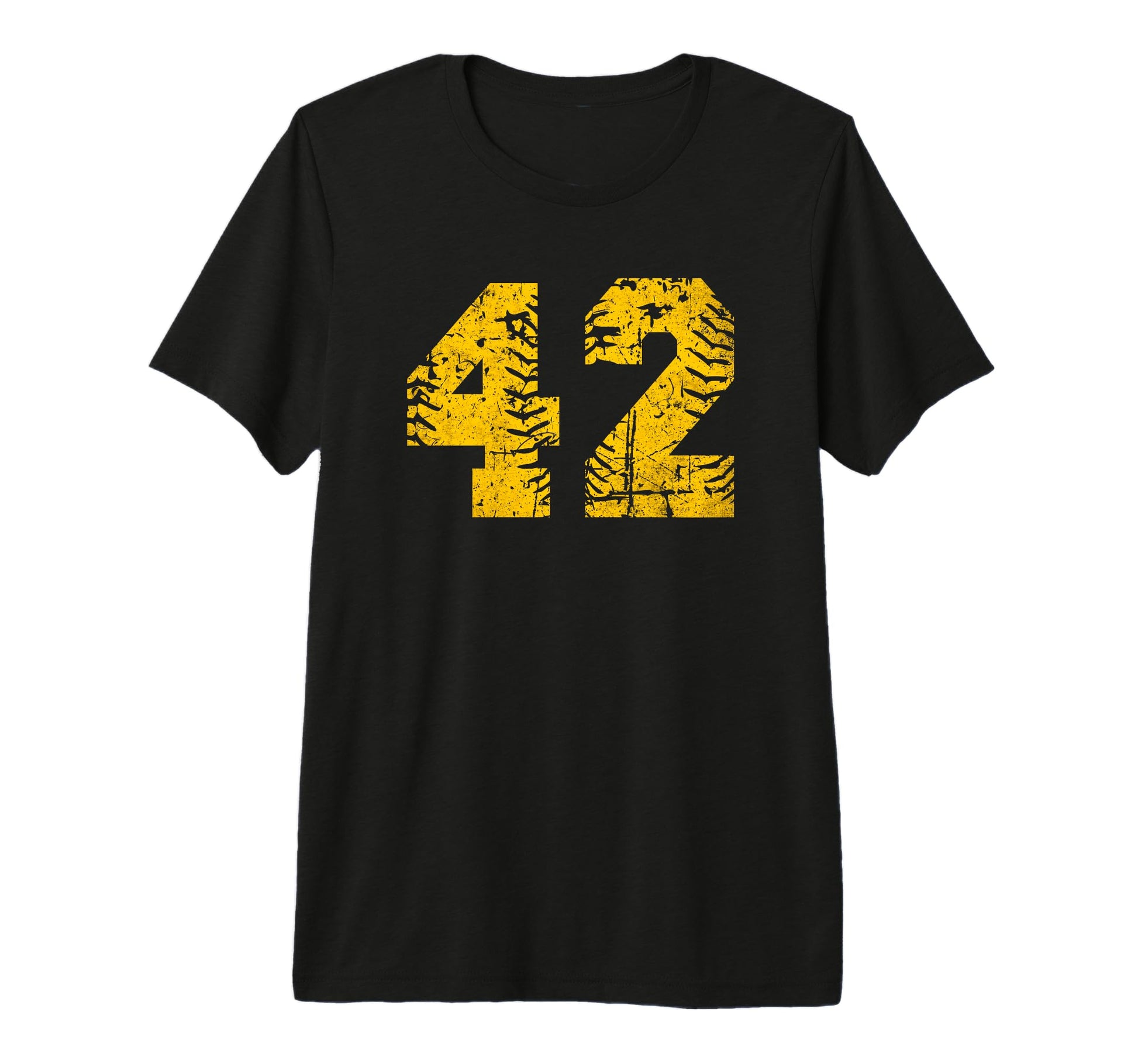 Number 42 Baseball Softball Yellow T-Shirt - Custom Art Print Men Women - T-Shirt, Sweatshirt, Hoodie
