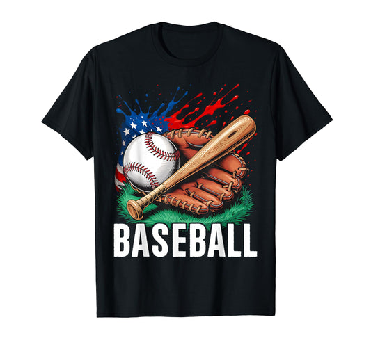 American Flag Baseball Player Bat Fan T-Shirt - Trendy Graphic for Adults - T-Shirt, Sweatshirt, Hoodie