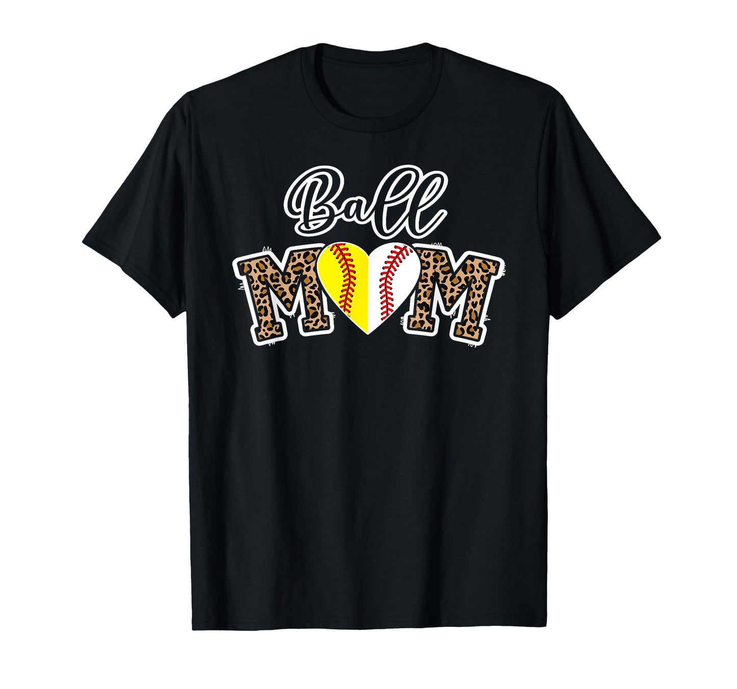 Ball Mom Leopard Softball Baseball Mom T-Shirt - Graphic Print for Adults - T-Shirt, Sweatshirt, Hoodie