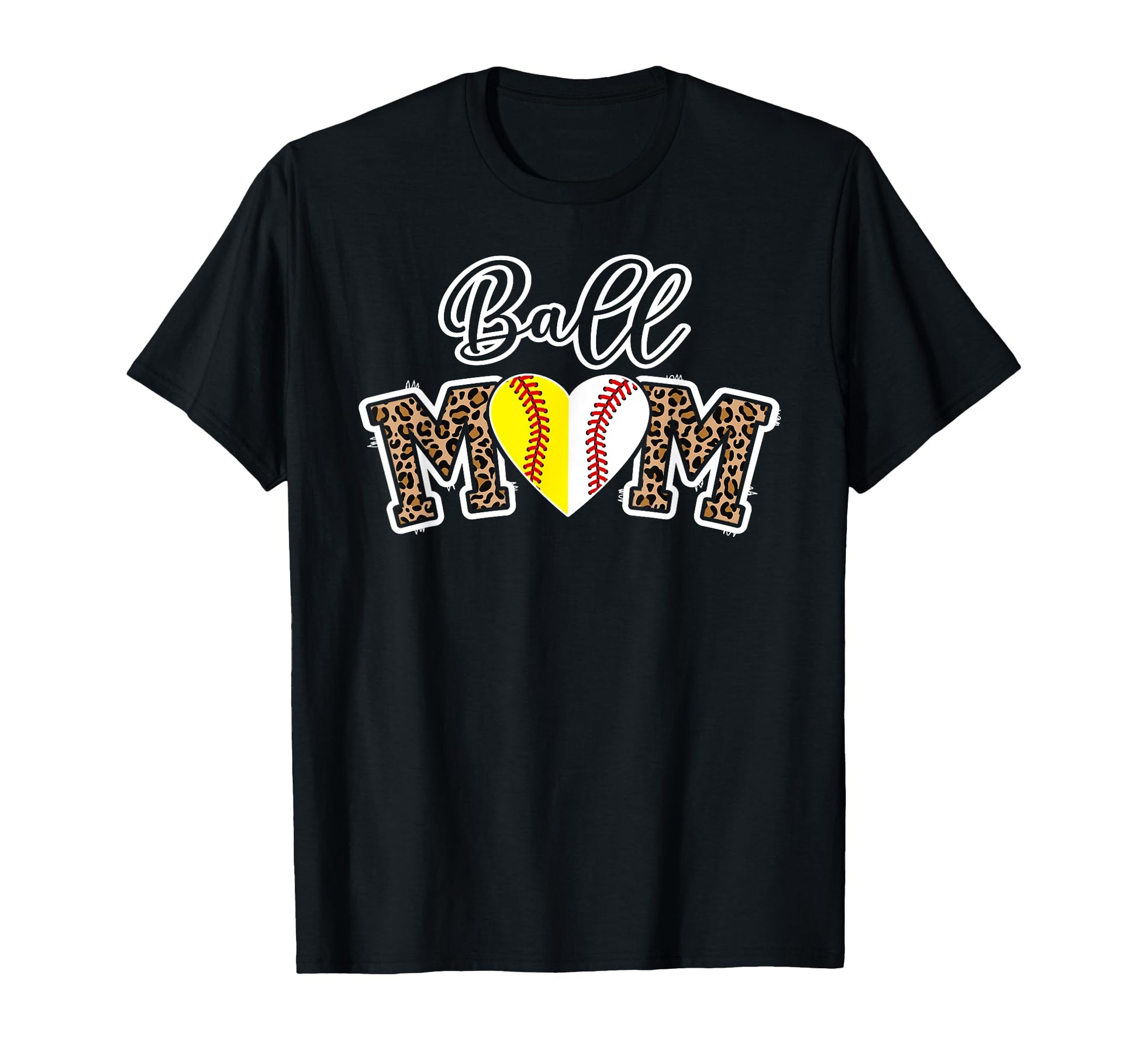 Ball Mom Leopard Softball Baseball Mom T-Shirt - Graphic Print for Adults - T-Shirt, Sweatshirt, Hoodie