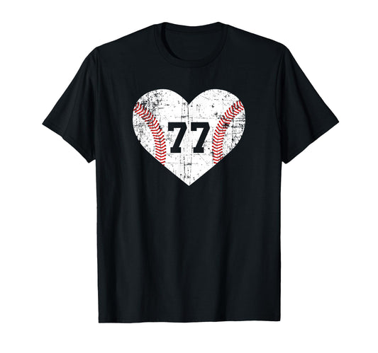 Baseball 77 Jersey Number T-Shirt - Trendy Graphic for Adults - T-Shirt, Sweatshirt, Hoodie