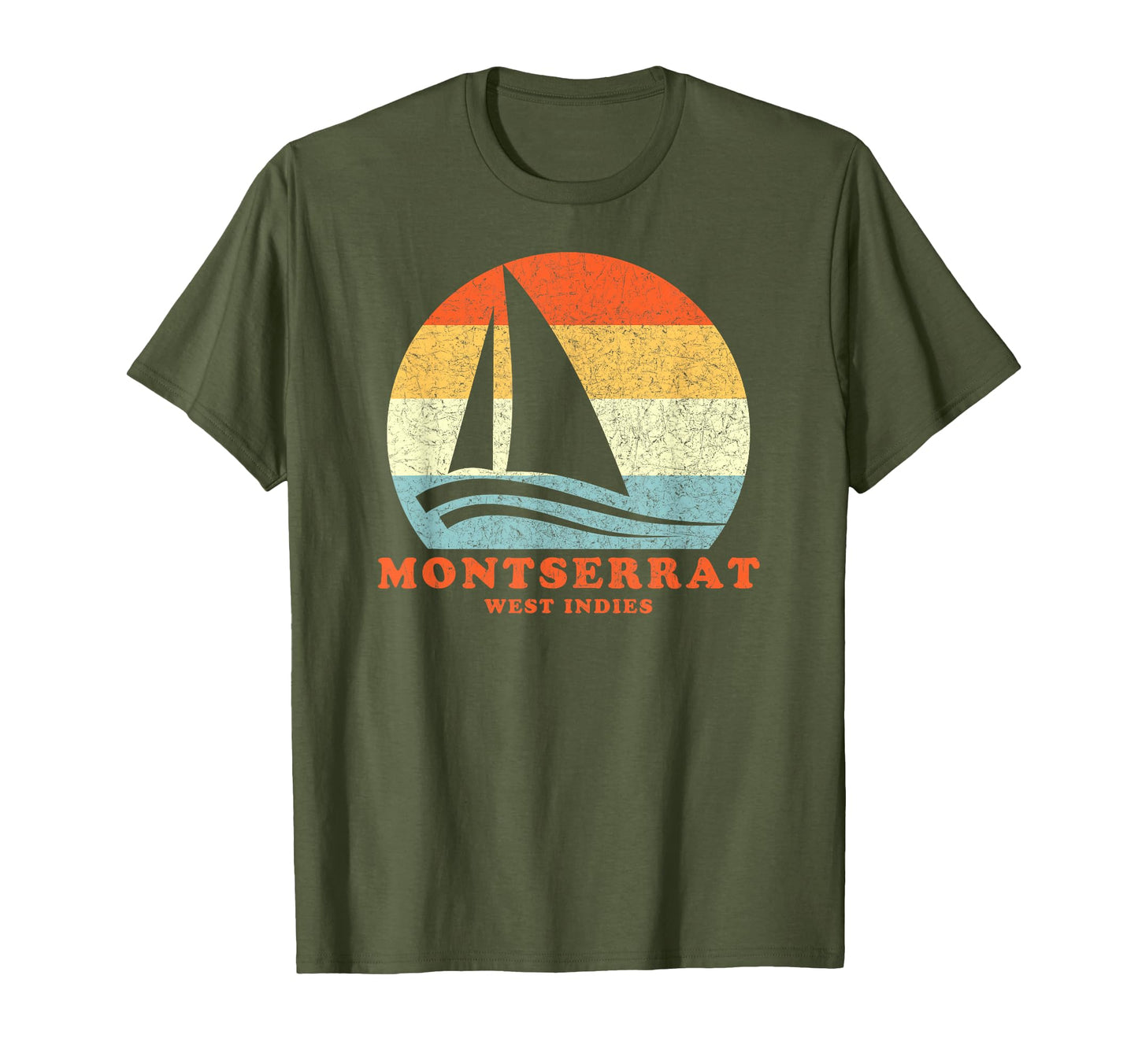 Montserrat West Indies Sailboat T-Shirt - Fun Novelty Design for Adults - T-Shirt, Sweatshirt, Hoodie