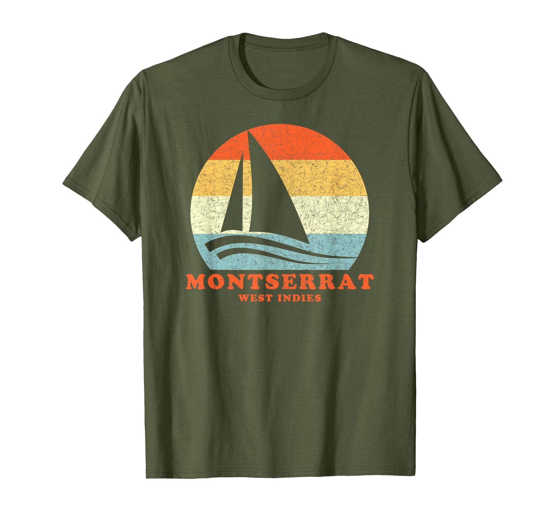 Montserrat West Indies Sailboat T-Shirt - Fun Novelty Design for Adults - T-Shirt, Sweatshirt, Hoodie