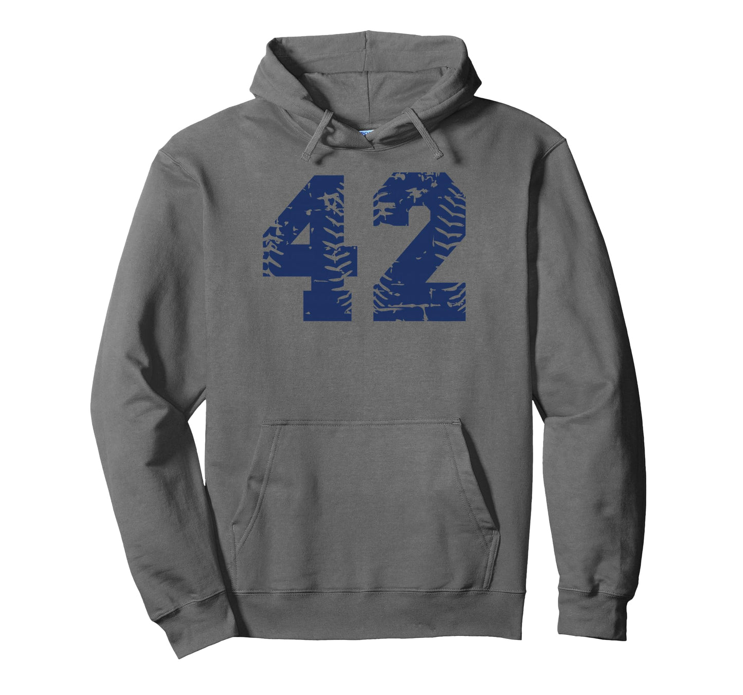 Blue Baseball Softball Number 42 Hoodie - Fun Novelty Design for Adults - T-Shirt, Sweatshirt, Hoodie