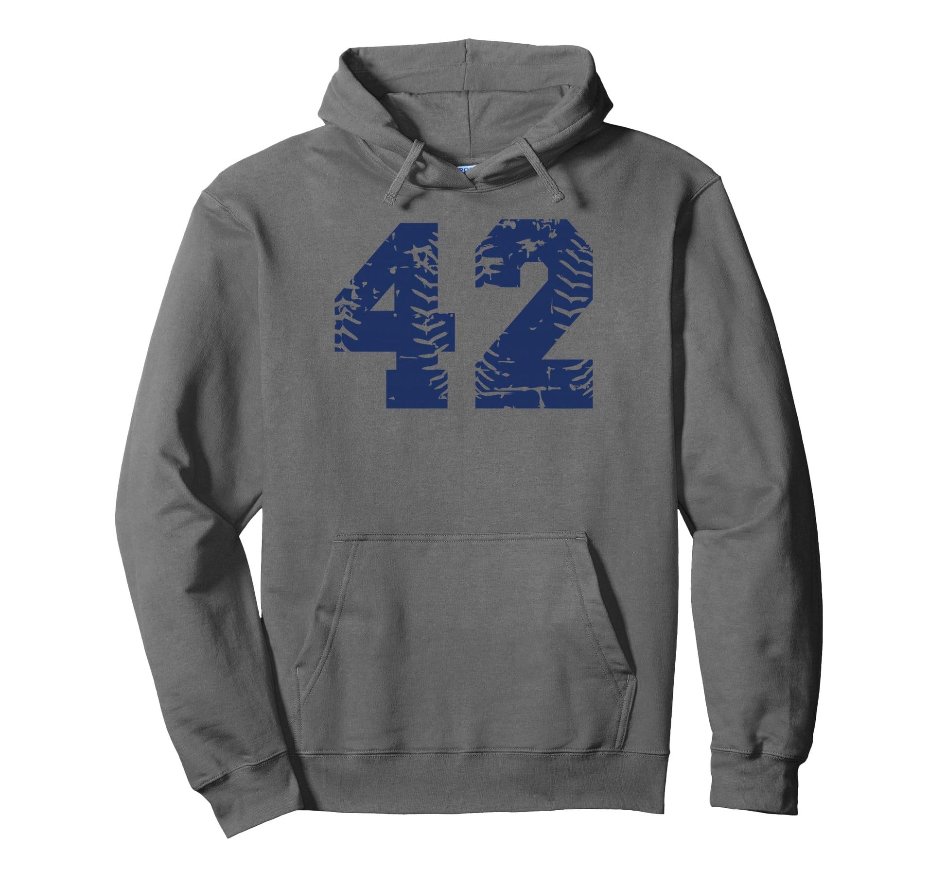 Blue Baseball Softball Number 42 Hoodie - Fun Novelty Design for Adults - T-Shirt, Sweatshirt, Hoodie