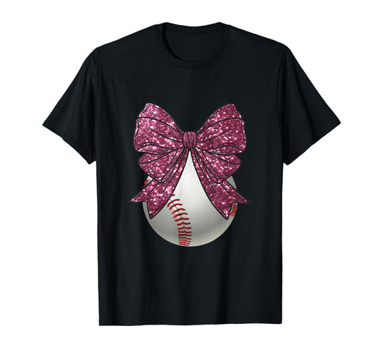 Baseball Coquette Bow T-Shirt - Minimalist Print for Adults - T-Shirt, Sweatshirt, Hoodie