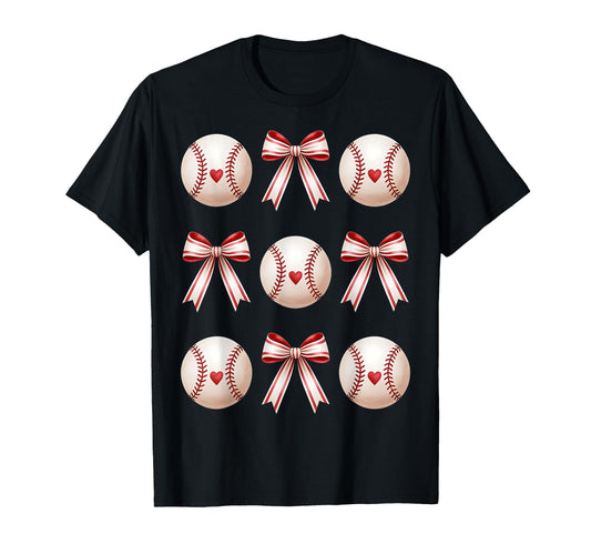 Baseball Bows Coquette Sports Baseball T-Shirt - Trendy Graphic Unisex - T-Shirt, Sweatshirt, Hoodie
