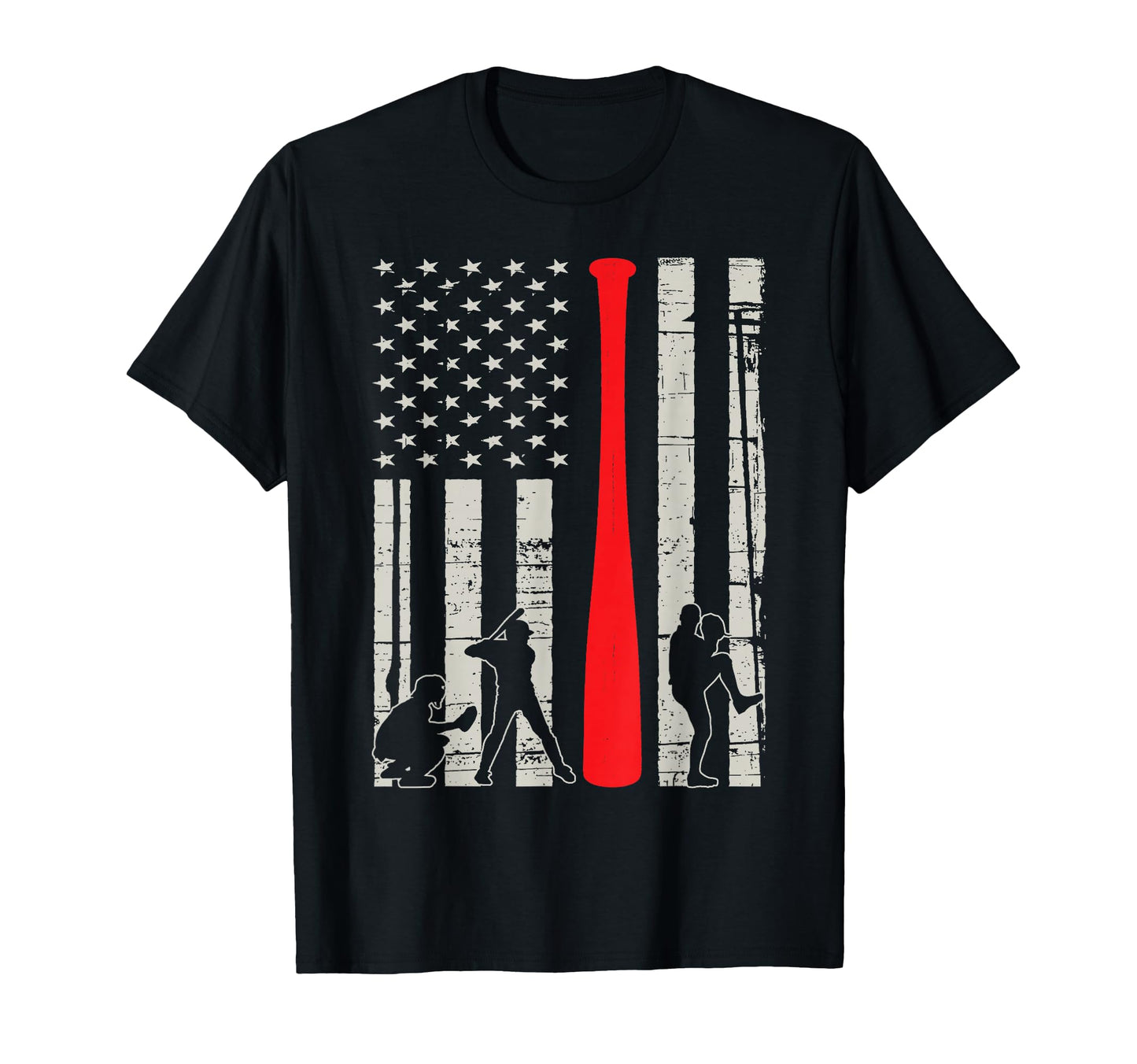 Baseball Bat American Flag T-Shirt - Novelty Apparel Unisex - T-Shirt, Sweatshirt, Hoodie