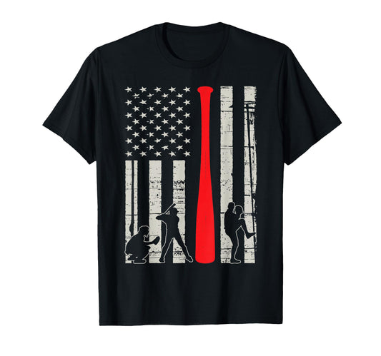 Baseball Bat American Flag T-Shirt - Novelty Apparel Unisex - T-Shirt, Sweatshirt, Hoodie