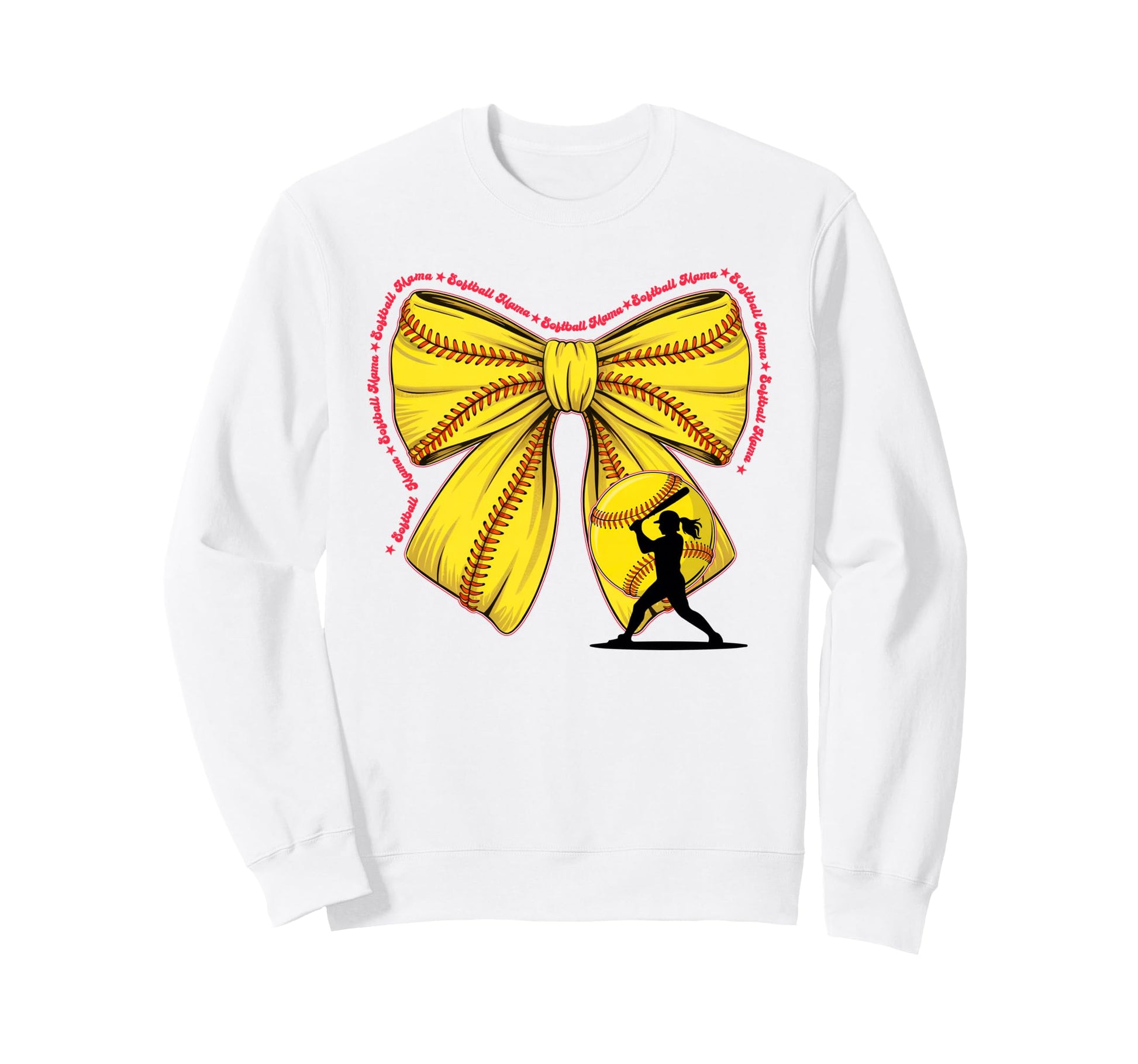 Softball Mama Softball Bow Coquette Sweatshirt - Graphic Print Unisex - T-Shirt, Sweatshirt, Hoodie