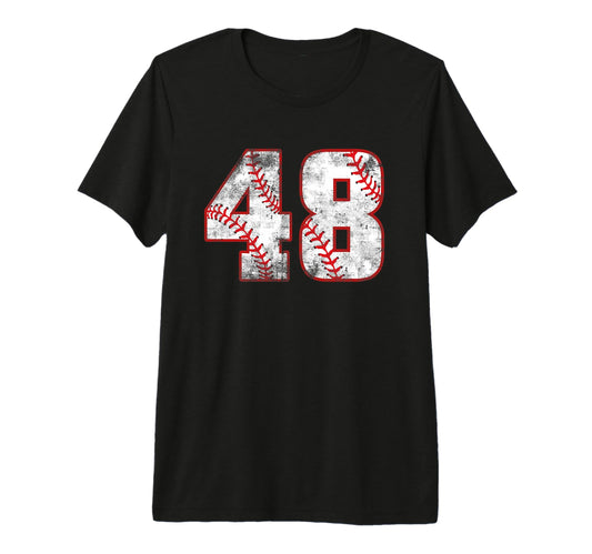 Baseball 48 Jersey Number Tri Blend T-Shirt - Fun Novelty Design Men Women - T-Shirt, Sweatshirt, Hoodie