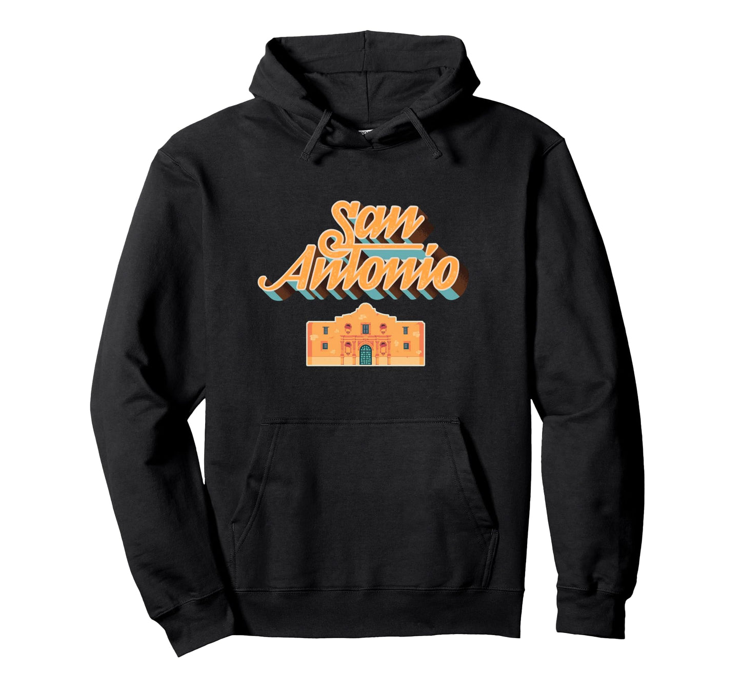 Texas San Antonio Typography Alamo Hoodie - Graphic Print for Adults - T-Shirt, Sweatshirt, Hoodie