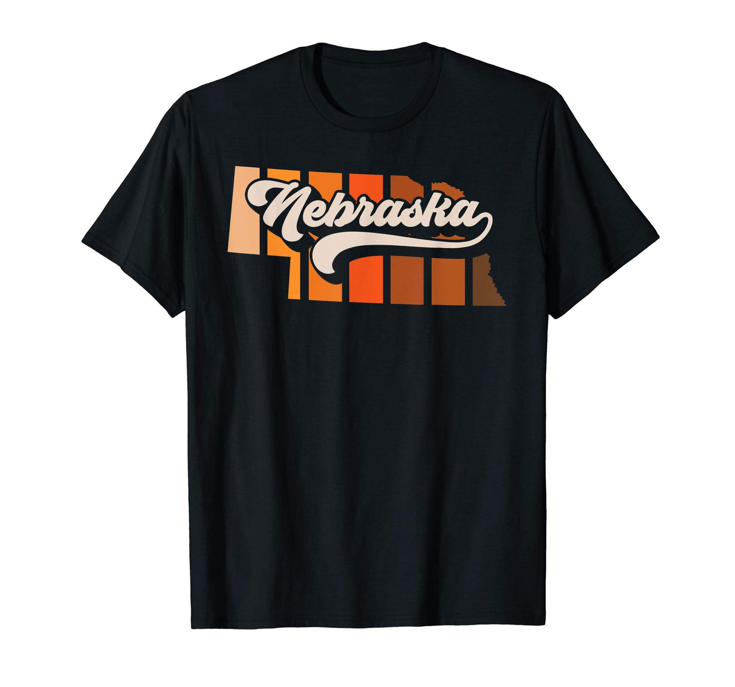Nebraska 70S Stripe State Silhouette T-Shirt - Fun Novelty Design Unisex - T-Shirt, Sweatshirt, Hoodie