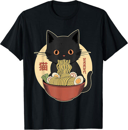 Anime Graphic For Men Women Kids Cat Ramen Noodles - Adult & Kids T-Shirts, Sweatshirts & Hoodies apparel design preview 1