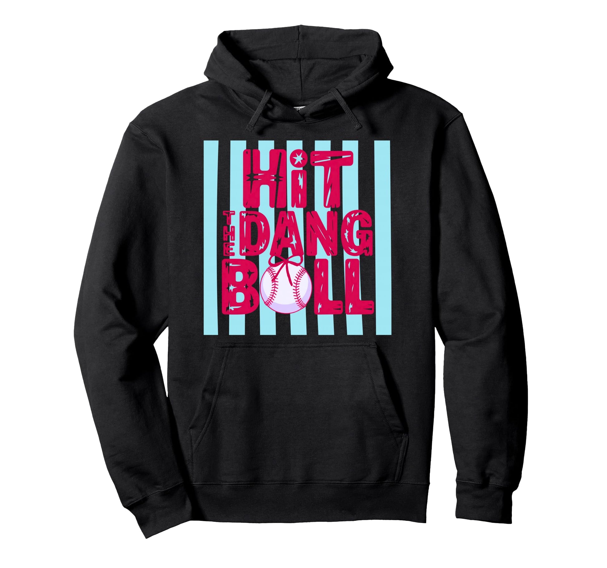 Hit Dang Ball Coquette Baseball Hoodie - Casual Everyday Wear for Adults - T-Shirt, Sweatshirt, Hoodie
