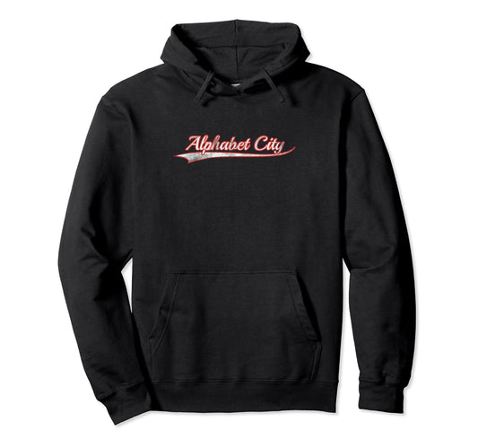 Alphabet City Varsity Distressed Hoodie - Fun Novelty Design Men Women - T-Shirt, Sweatshirt, Hoodie