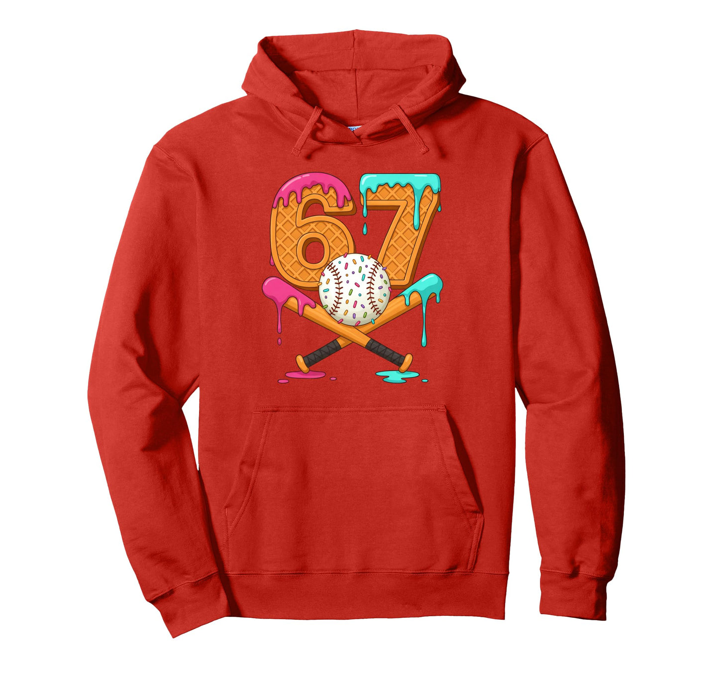 67 Ice Cream Drip Baseball Number 67 Hoodie - Aesthetic Graphic Unisex - T-Shirt, Sweatshirt, Hoodie
