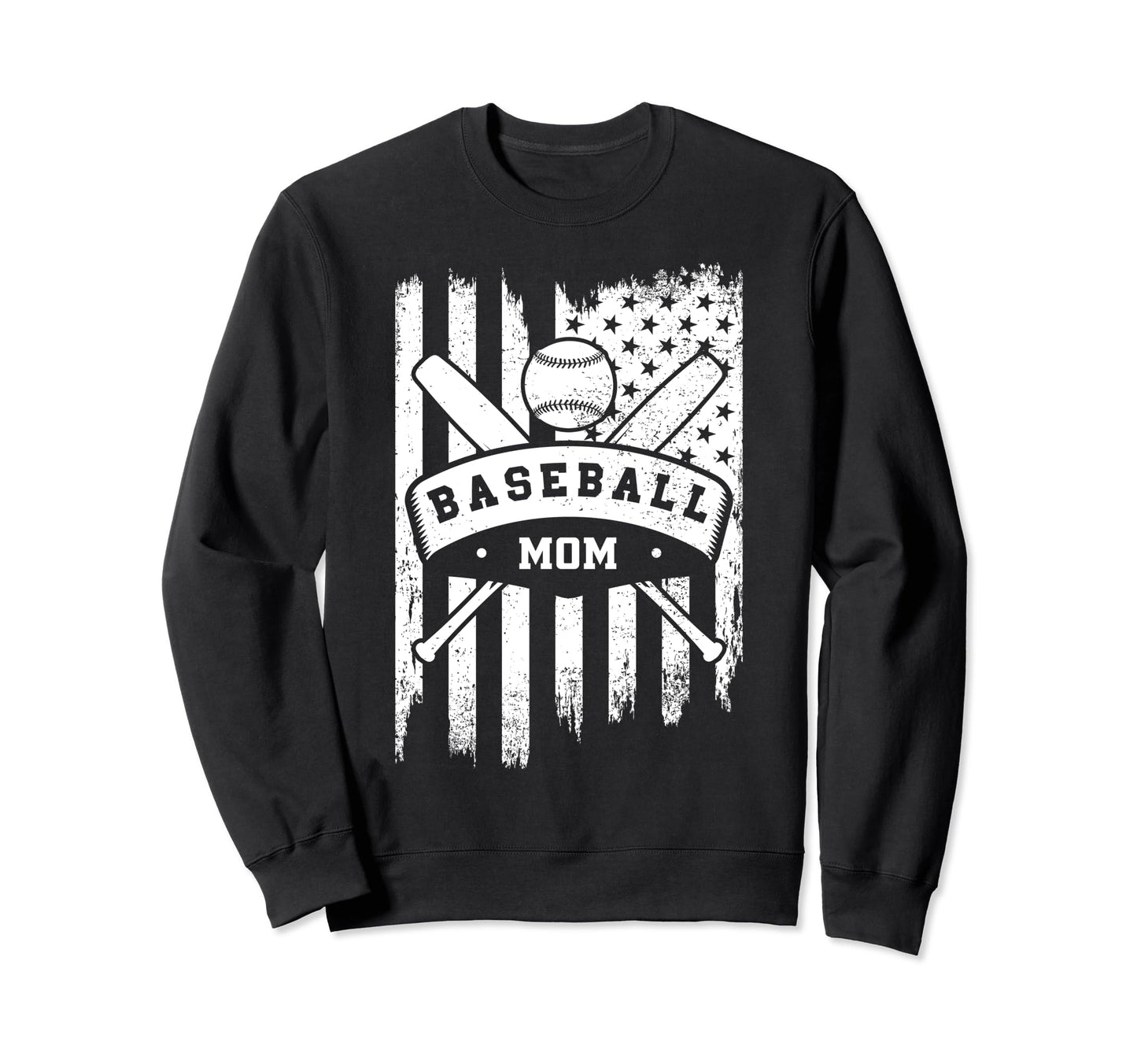 Baseball Mom Usa American Flag Sweatshirt - Fun Novelty Design Men Women - T-Shirt, Sweatshirt, Hoodie