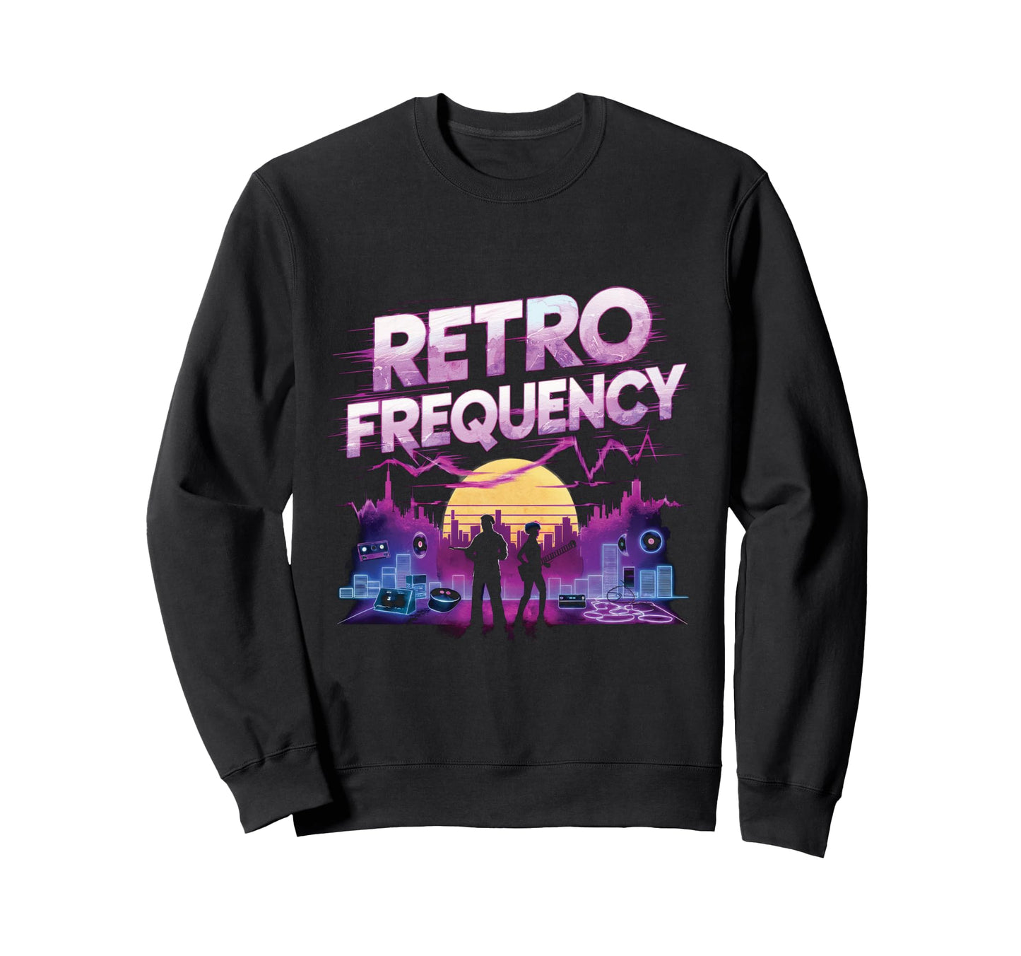 1980S Synthwave Frequency Watercolor Sweatshirt - Novelty Apparel Unisex - T-Shirt, Sweatshirt, Hoodie