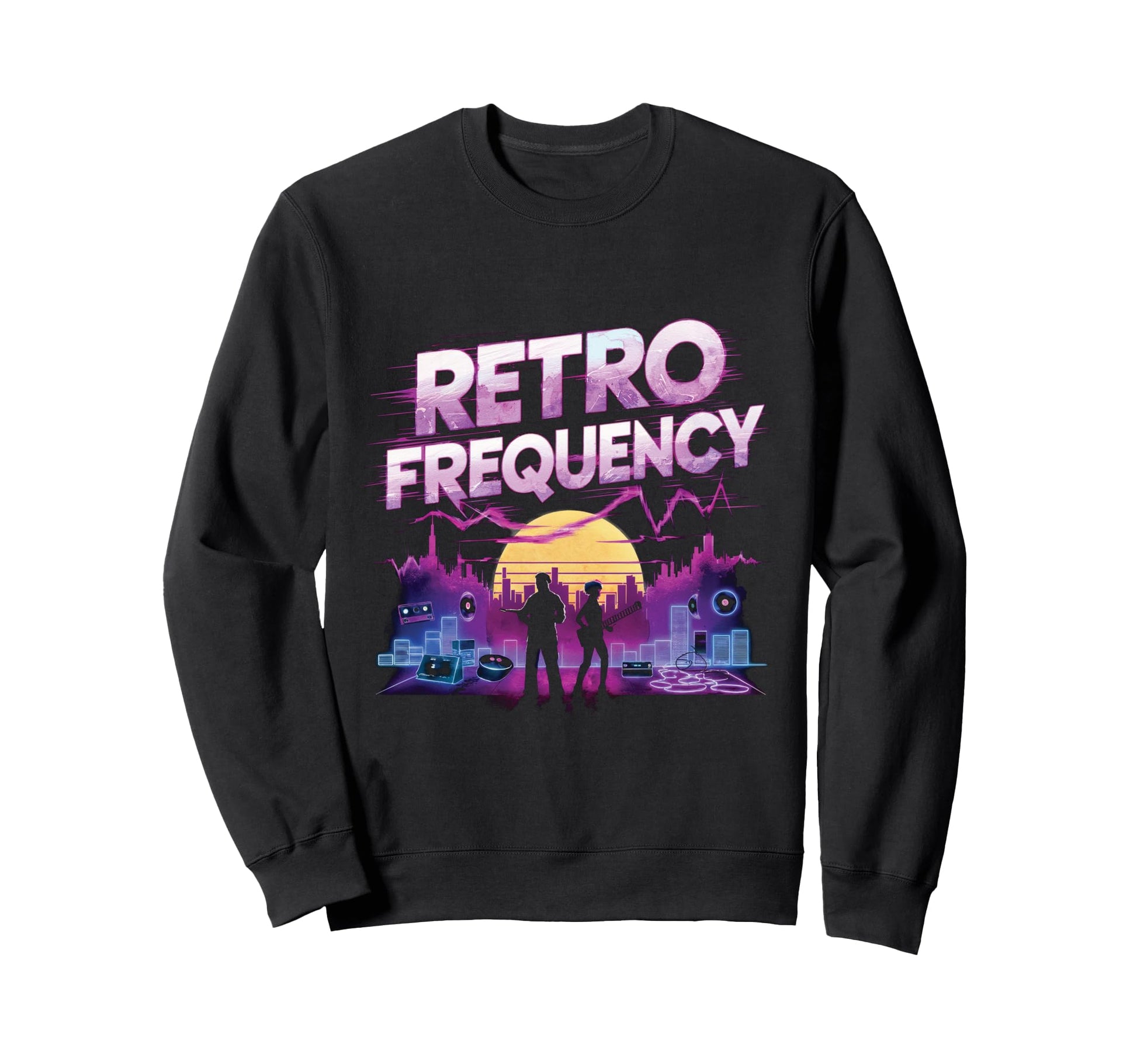 1980S Synthwave Frequency Watercolor Sweatshirt - Novelty Apparel Unisex - T-Shirt, Sweatshirt, Hoodie