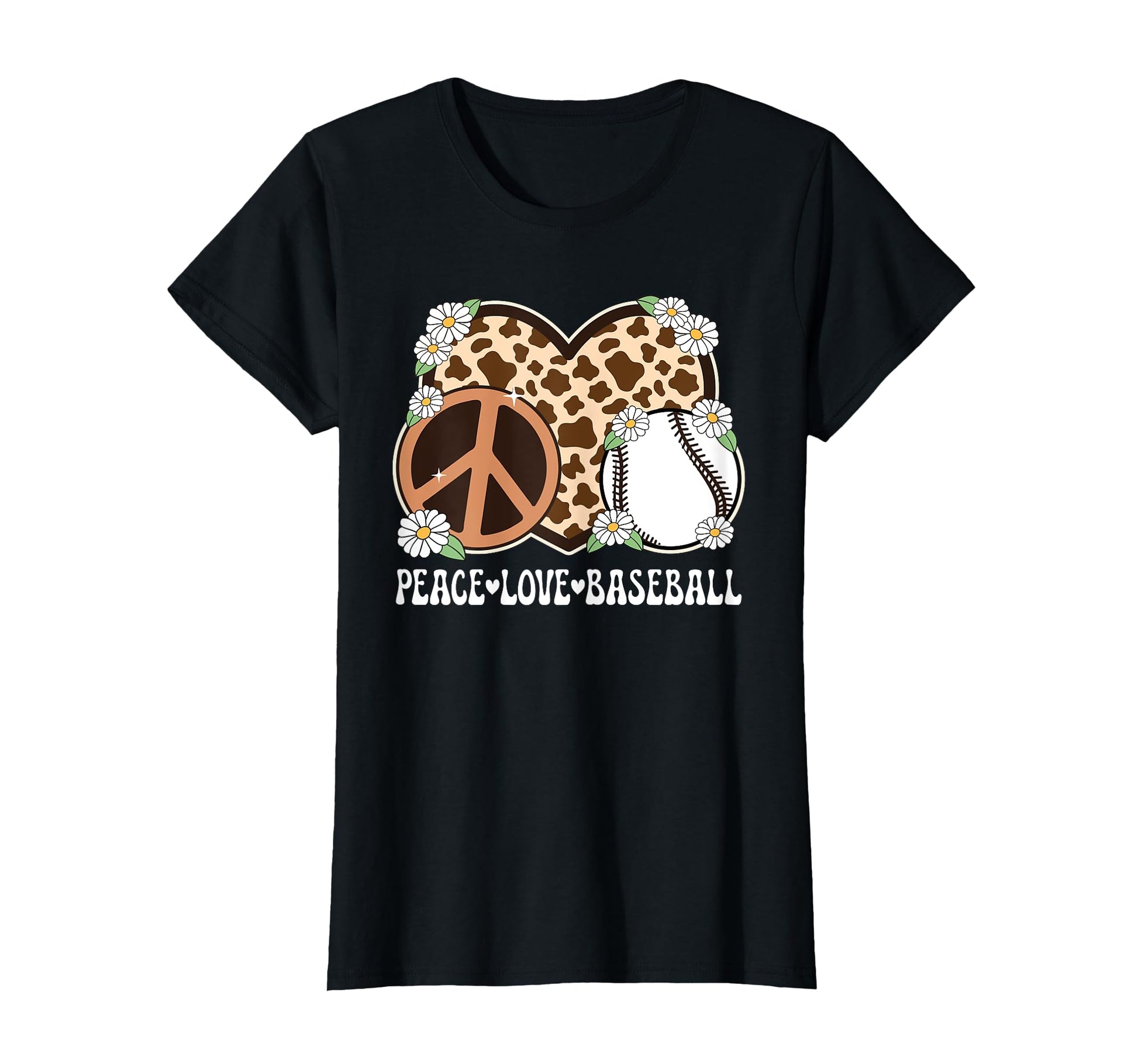 Peace Love Baseball Lover Cow Baseball T-Shirt - Novelty Apparel for Adults - T-Shirt, Sweatshirt, Hoodie