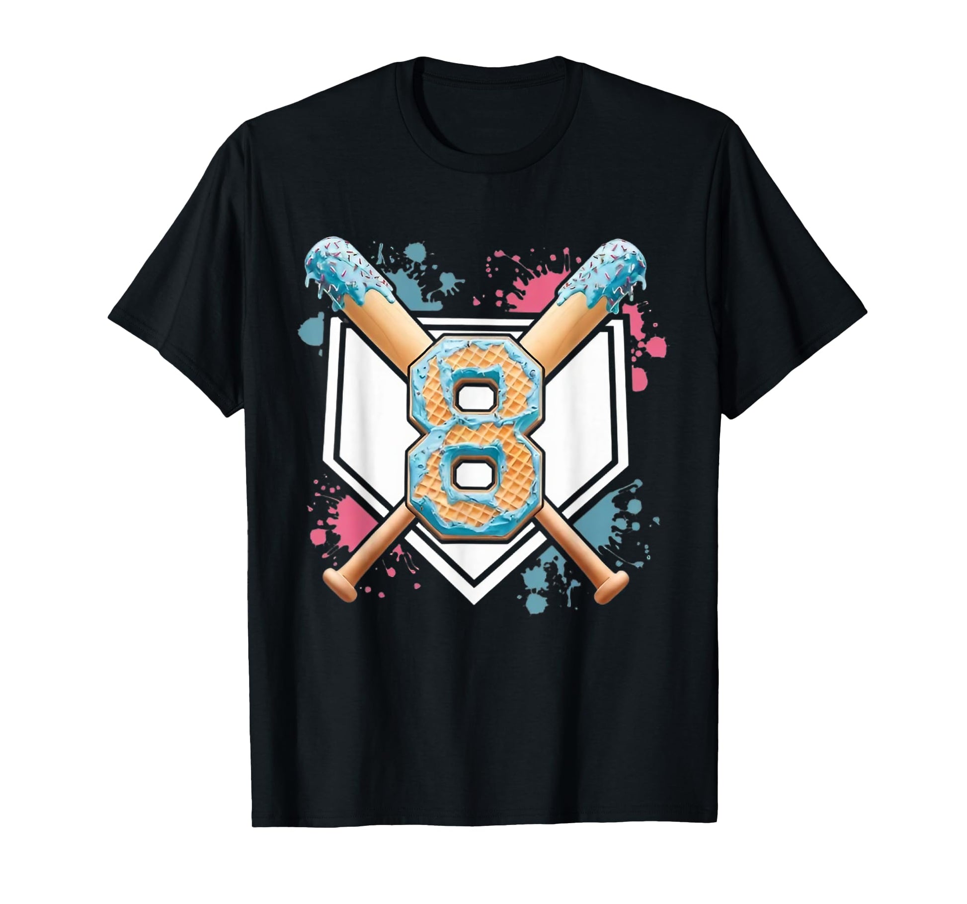 Baseball 8 Year Old Birthday Ice Cream T-Shirt - Fun Novelty Design Unisex - T-Shirt, Sweatshirt, Hoodie