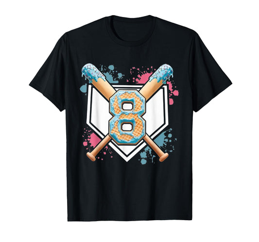 Baseball 8 Year Old Birthday Ice Cream T-Shirt - Fun Novelty Design Unisex - T-Shirt, Sweatshirt, Hoodie