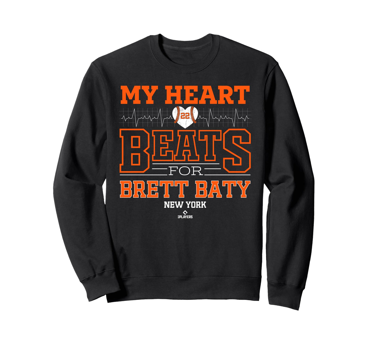 My Heart Beats Brett Baty New York Sweatshirt - Trendy Graphic Unisex - T-Shirt, Sweatshirt, Hoodie