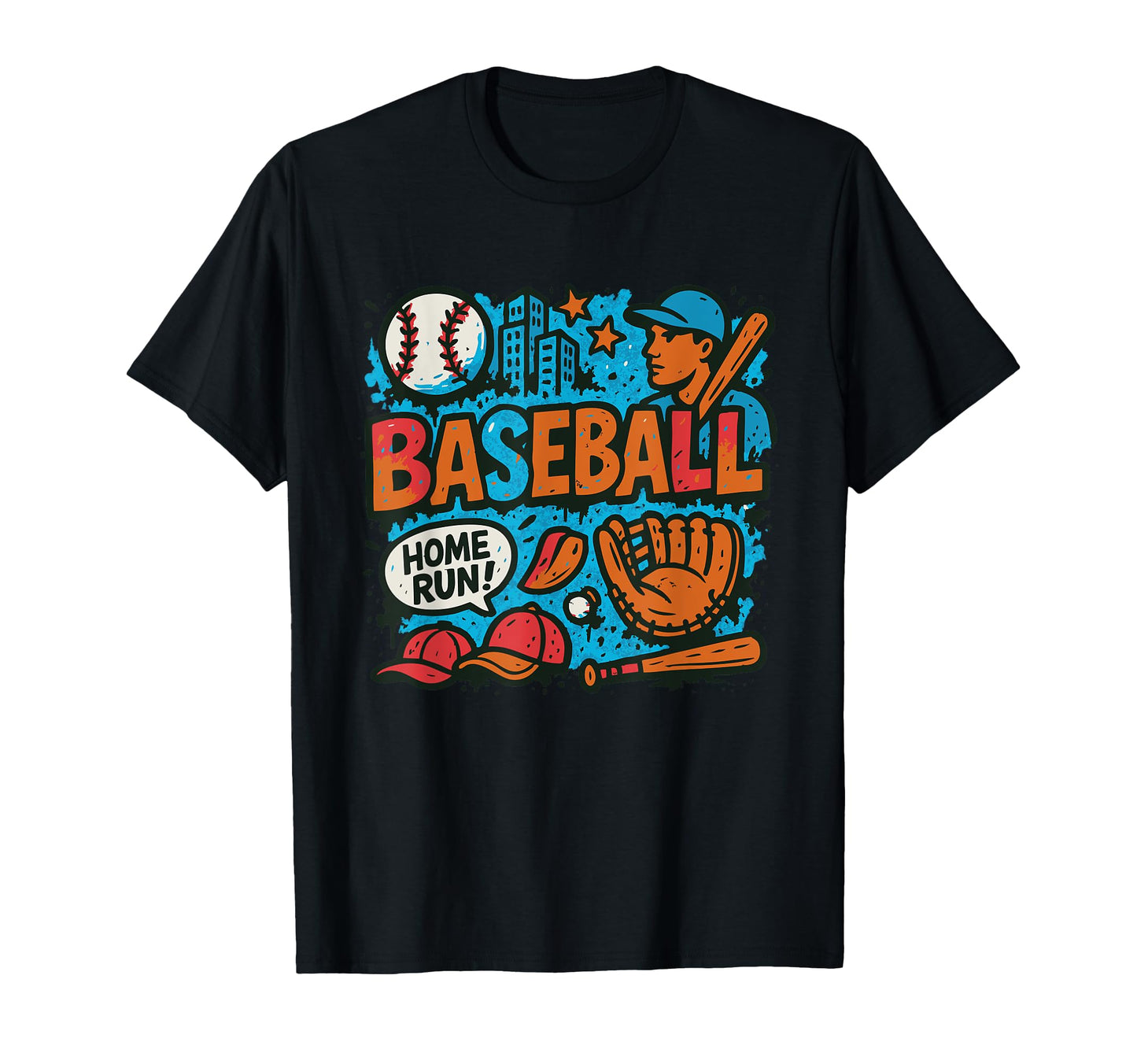 Graffiti Baseball League Home Run Cap T-Shirt - Fun Novelty Design Unisex - T-Shirt, Sweatshirt, Hoodie