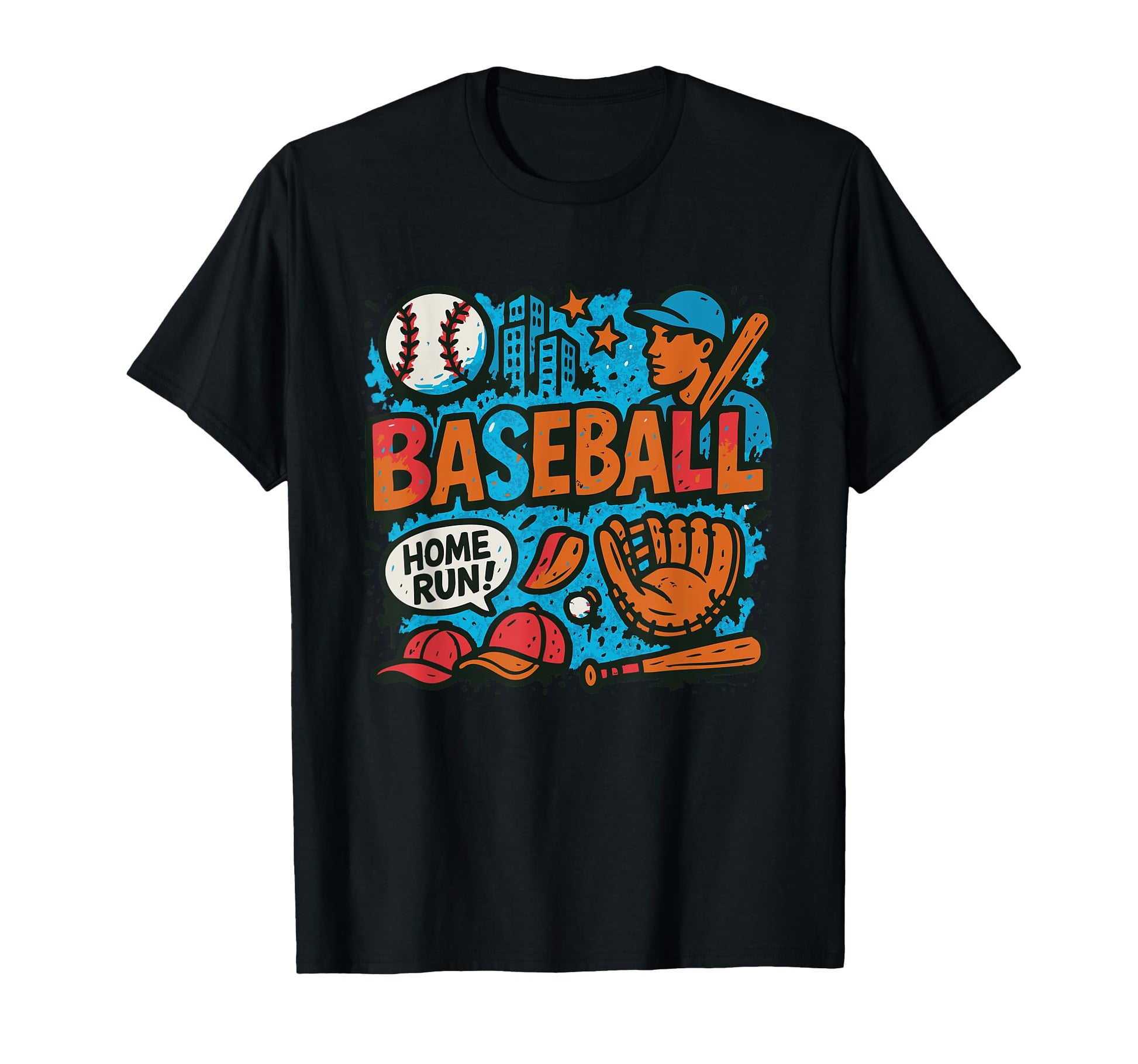 Graffiti Baseball League Home Run Cap T-Shirt - Fun Novelty Design Unisex - T-Shirt, Sweatshirt, Hoodie