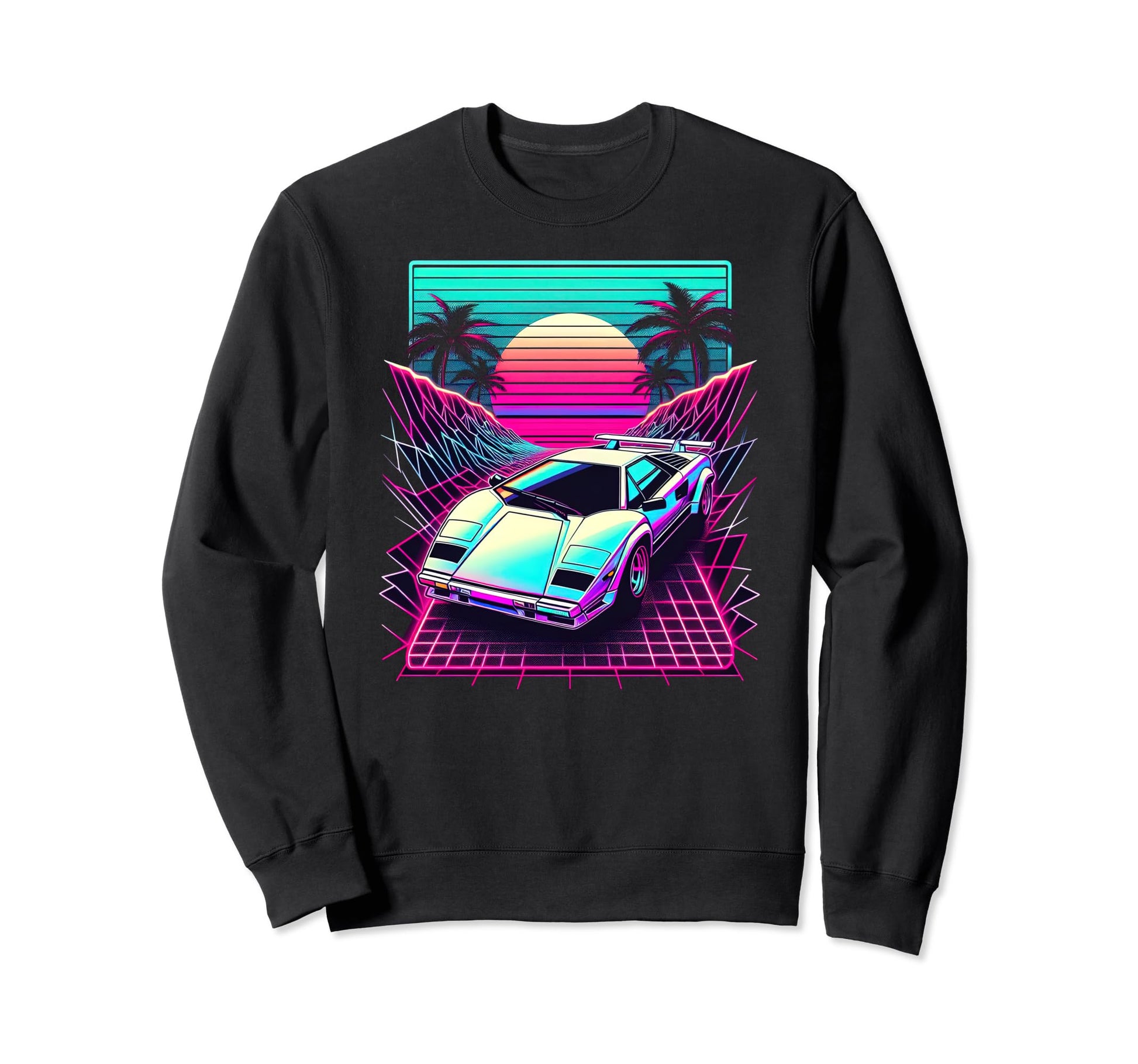 Synthwave Supercar Retrowave 80S Sweatshirt - Novelty Apparel Unisex - T-Shirt, Sweatshirt, Hoodie