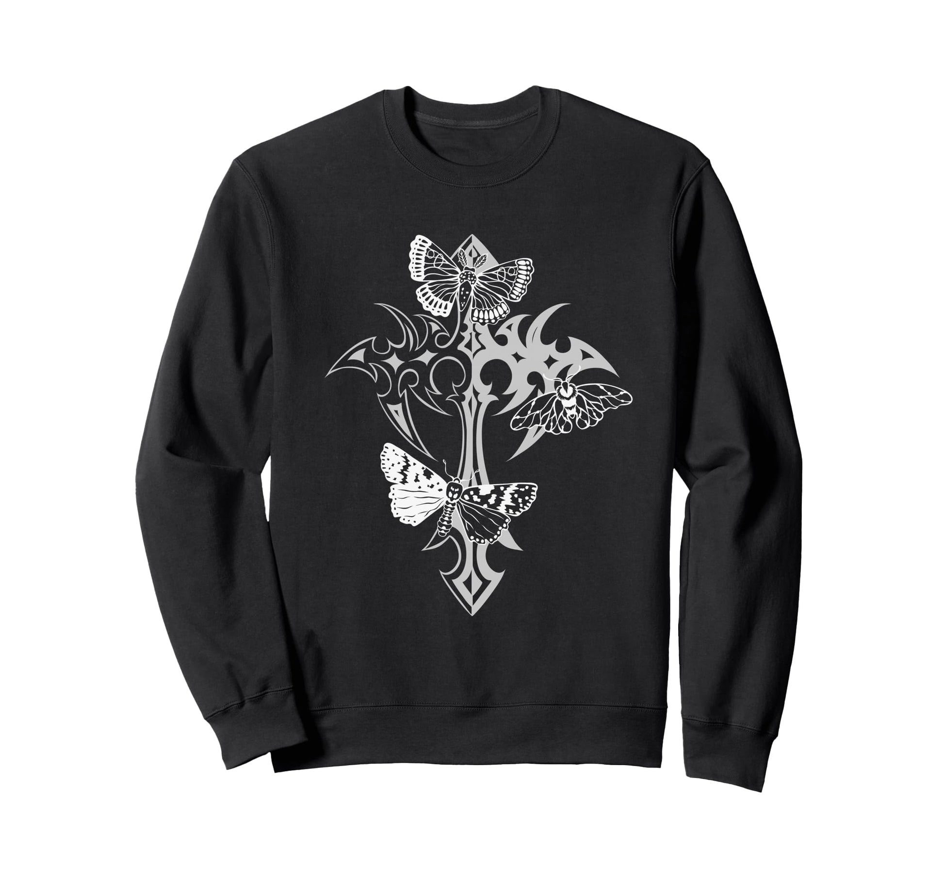 Gothic Cross Moth Grunge Aesthetic Sweatshirt - Custom Art Print Unisex - T-Shirt, Sweatshirt, Hoodie
