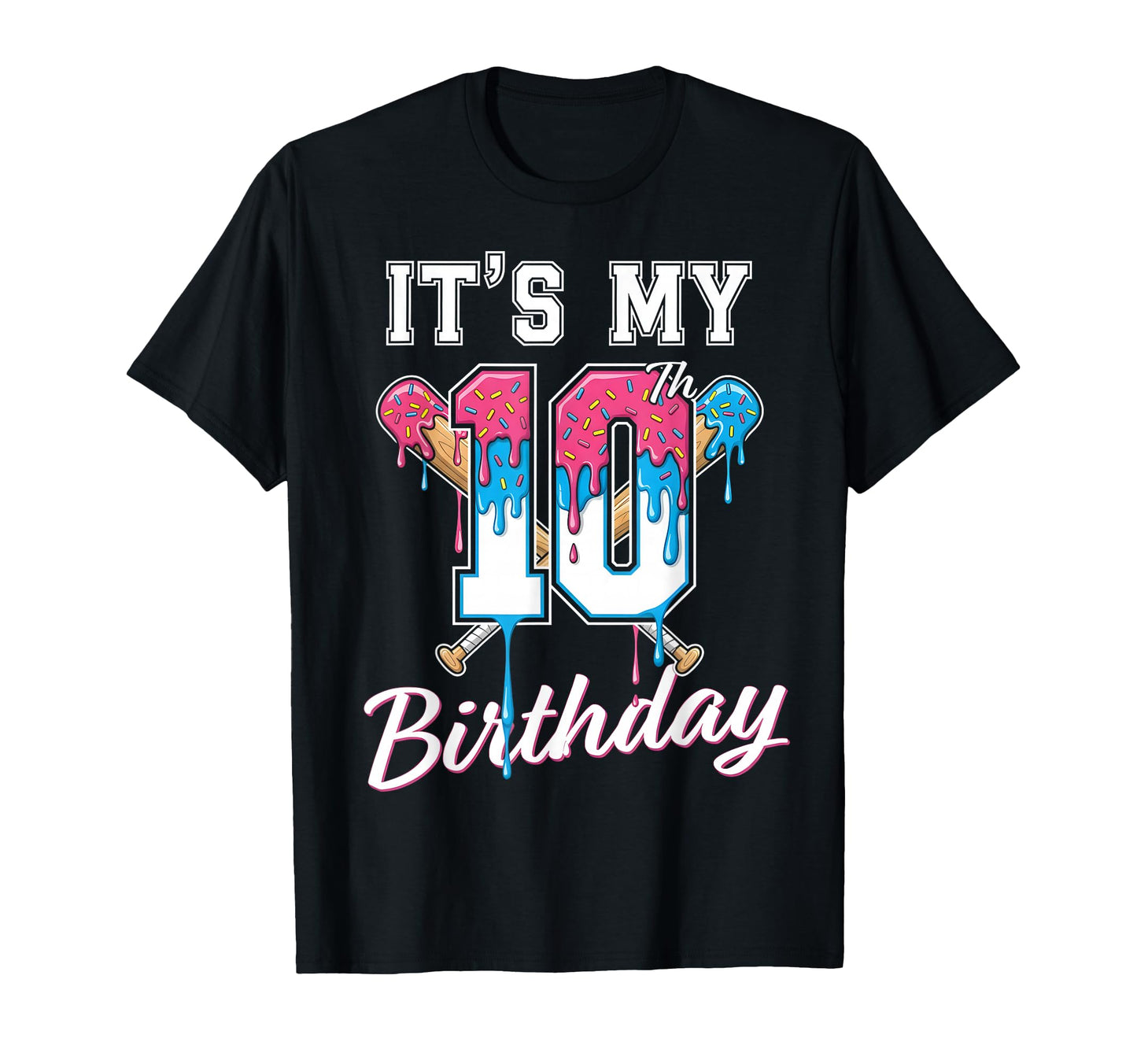 Baseball 10 Year Old Ice Cream Drip T-Shirt - Aesthetic Graphic for Adults - T-Shirt, Sweatshirt, Hoodie