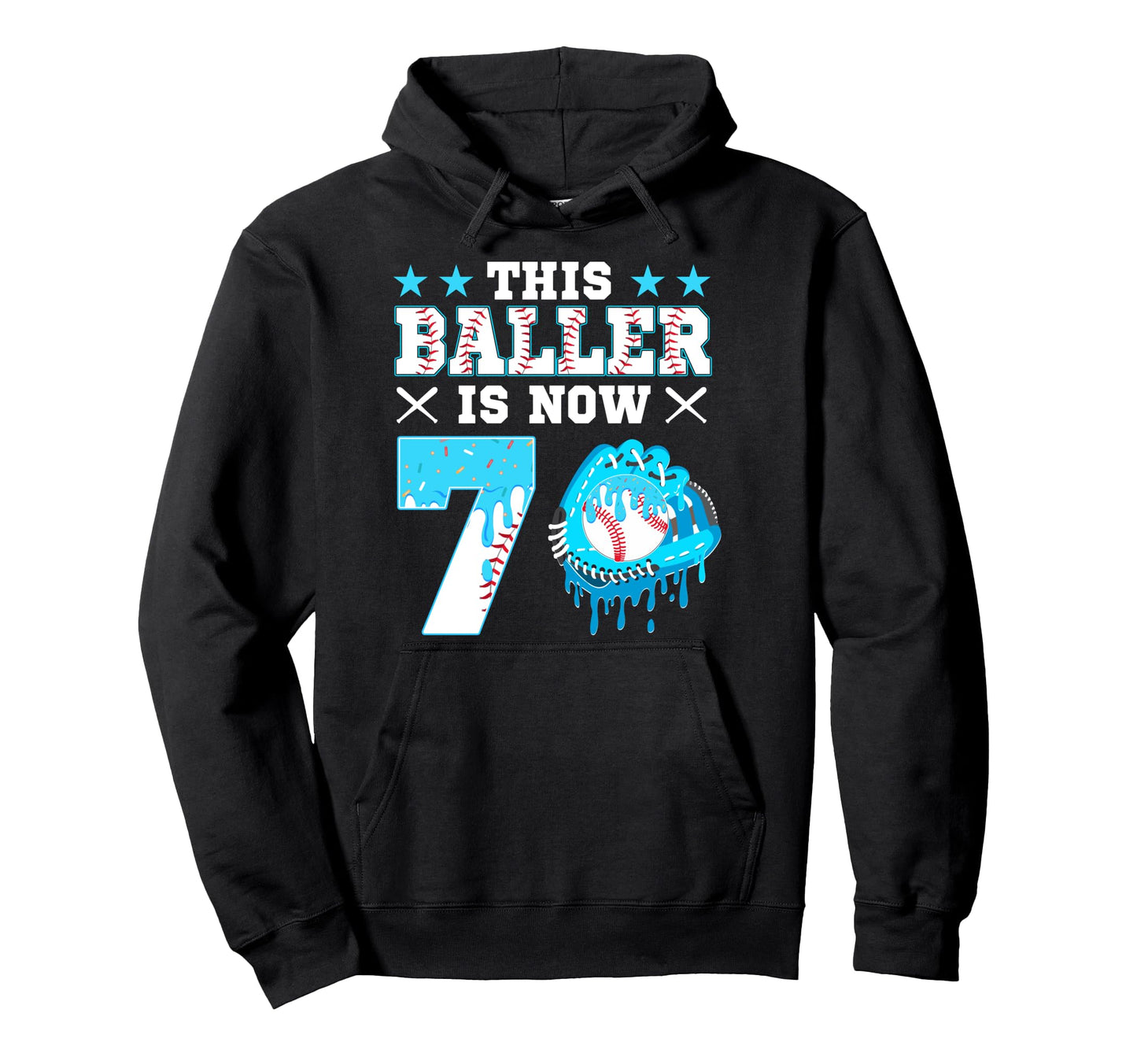 This Baller Is Now 7 Ice Cream Drip Hoodie - Minimalist Print for Adults - T-Shirt, Sweatshirt, Hoodie
