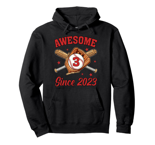 3 Year Old Awesome Since 2023 Hoodie - Custom Art Print for Adults - T-Shirt, Sweatshirt, Hoodie