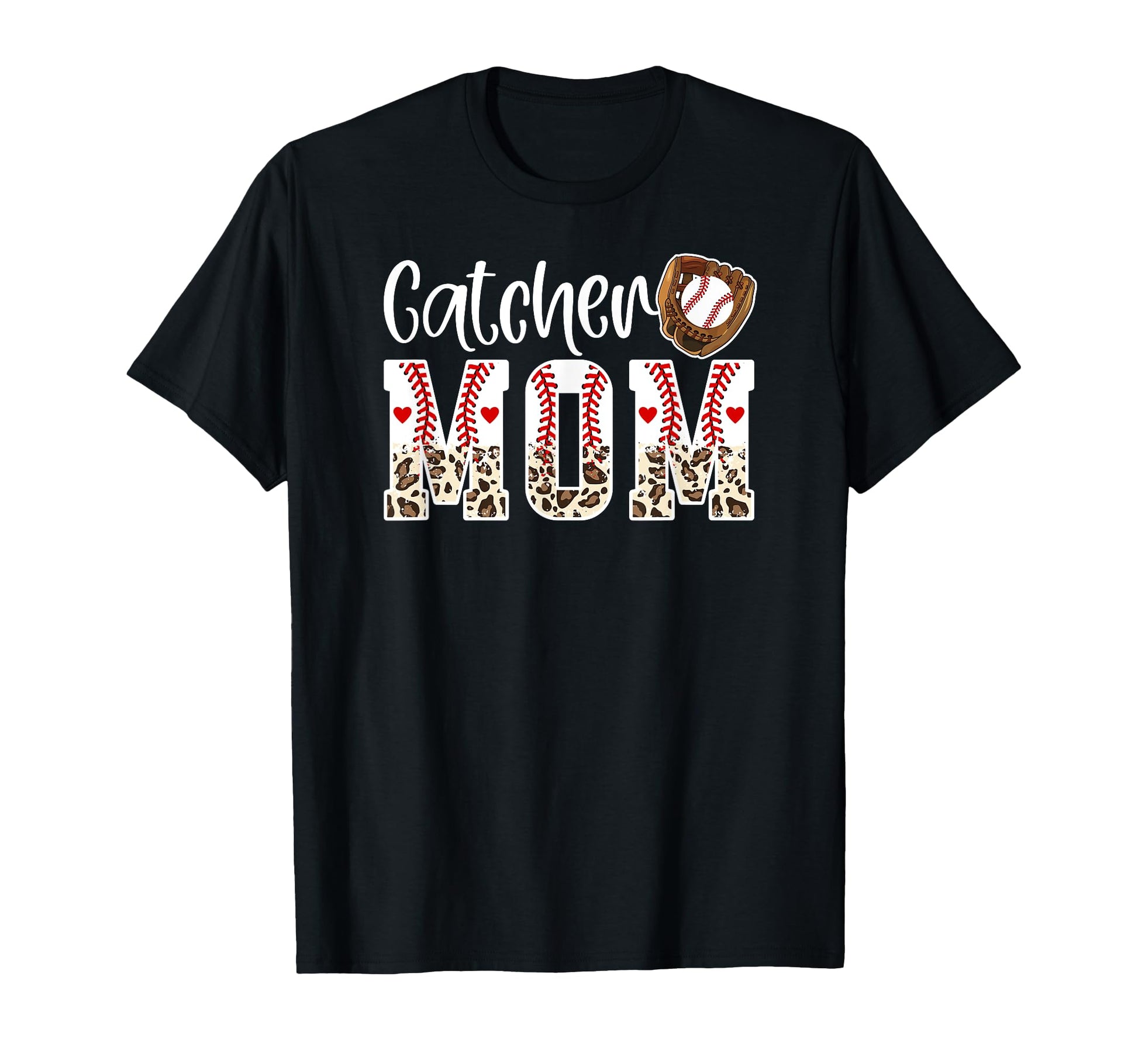 Baseball Catcher Mom Leopard Mom Baseball T-Shirt - Novelty Apparel Unisex - T-Shirt, Sweatshirt, Hoodie