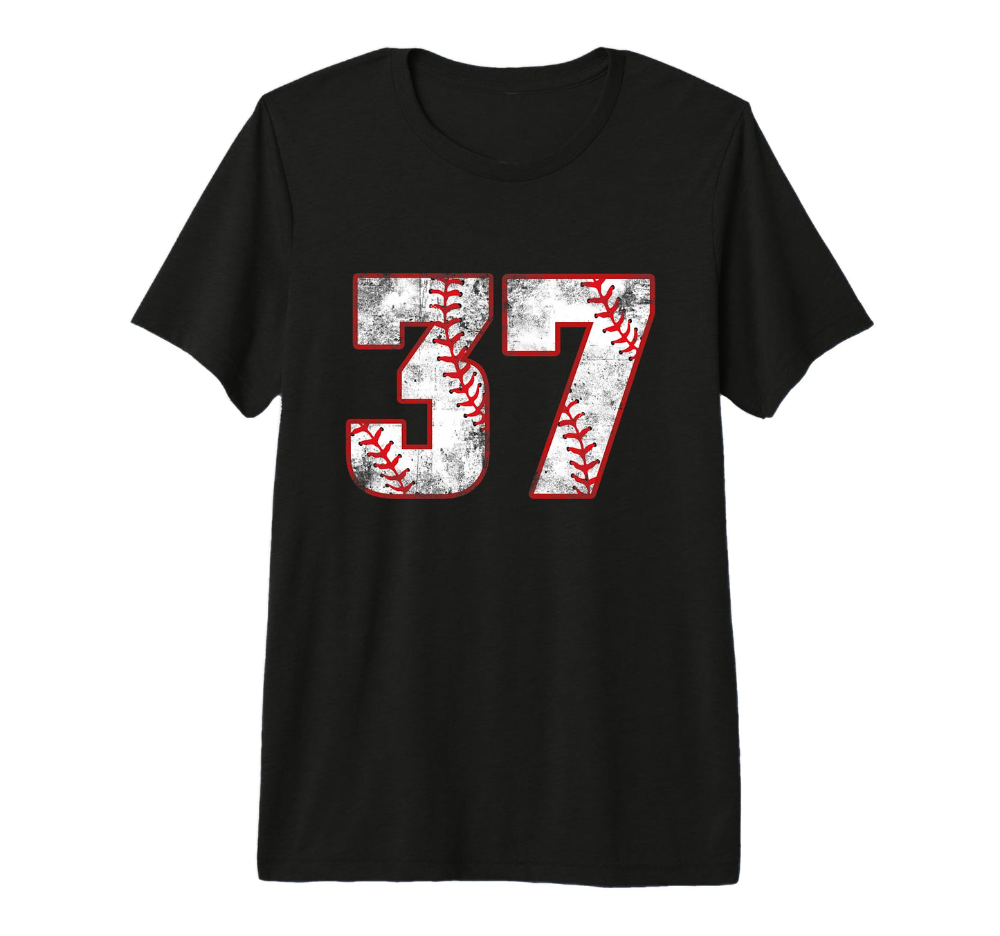 Baseball 37 Jersey Number Tri Blend T-Shirt - Custom Art Print Men Women - T-Shirt, Sweatshirt, Hoodie