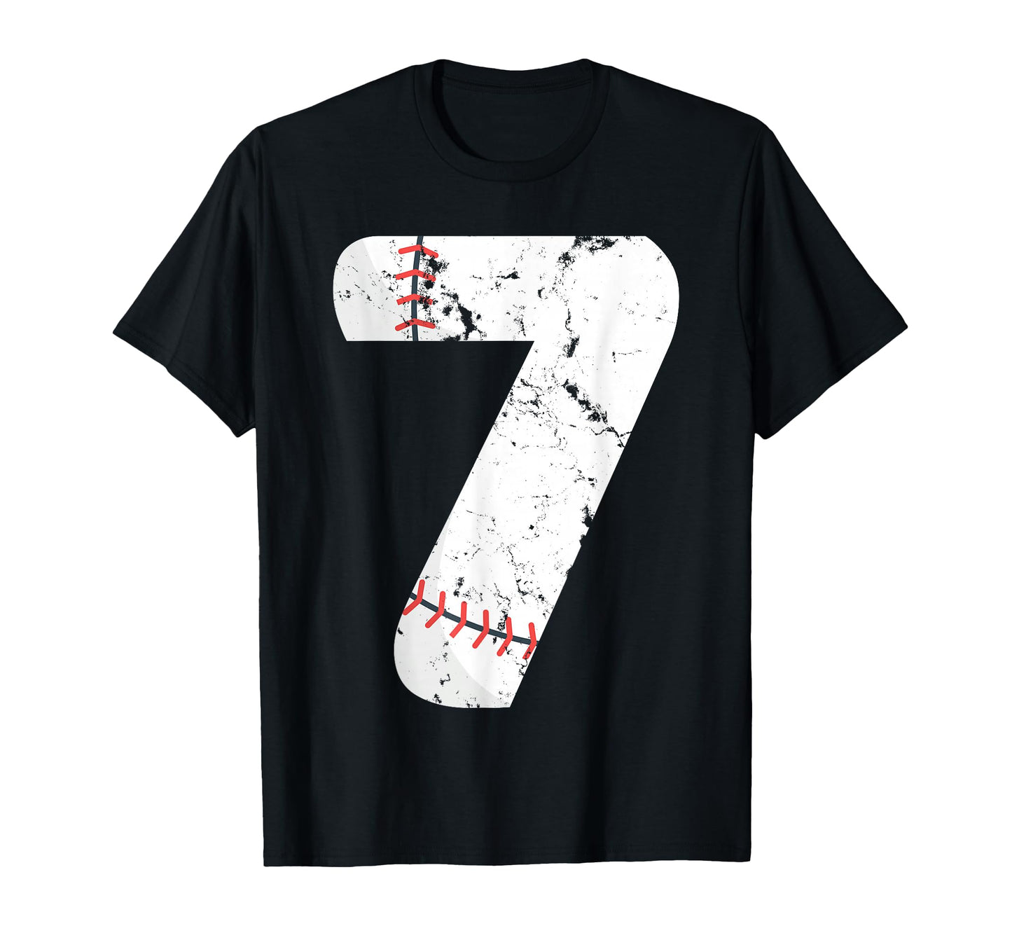 Number 7 Baseball Distressed Team T-Shirt - Fun Novelty Design Men Women - T-Shirt, Sweatshirt, Hoodie