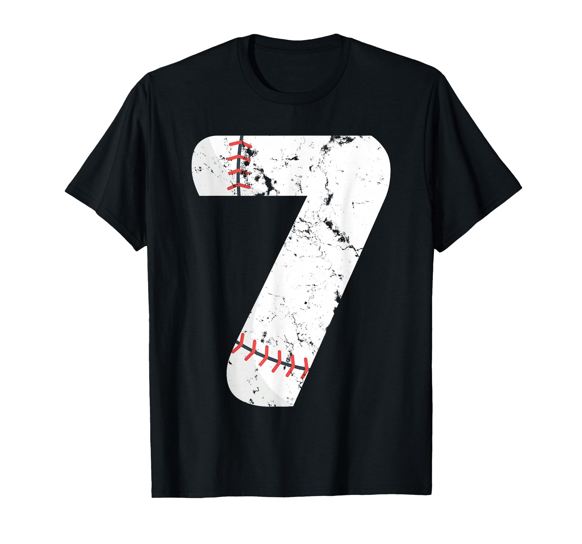 Number 7 Baseball Distressed Team T-Shirt - Fun Novelty Design Men Women - T-Shirt, Sweatshirt, Hoodie