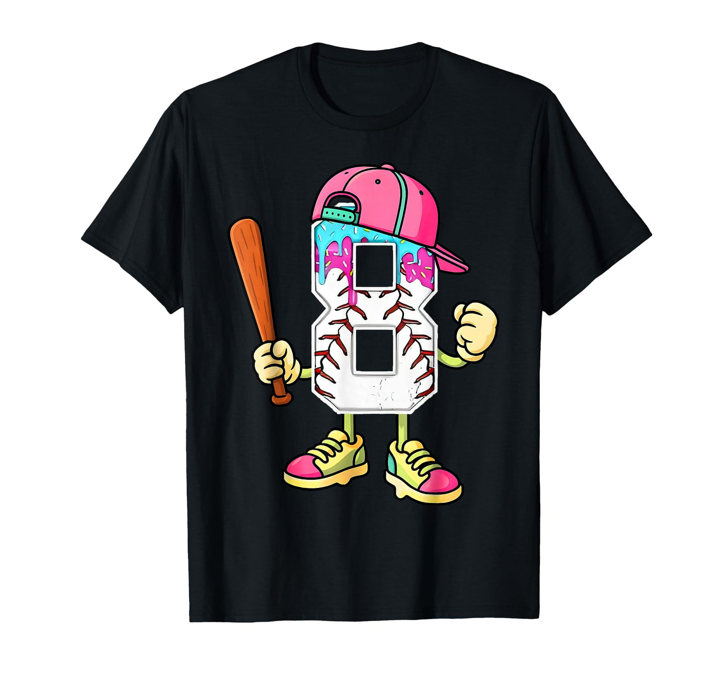 Baseball 8Th Birthday Ice Cream Drip 8 T-Shirt - Unique Graphic Unisex - T-Shirt, Sweatshirt, Hoodie