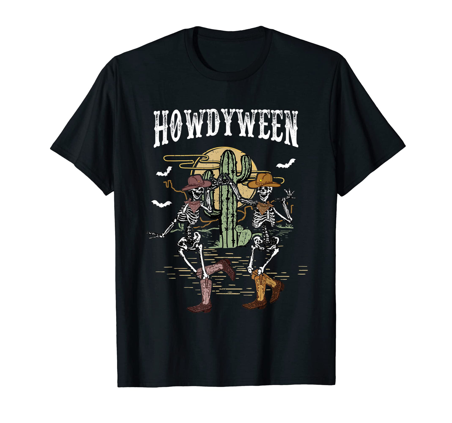 Howdy Desert Dancing Skeleton Cowboy Boots T-Shirt - Trendy Graphic Unisex - T-Shirt, Sweatshirt, Hoodie